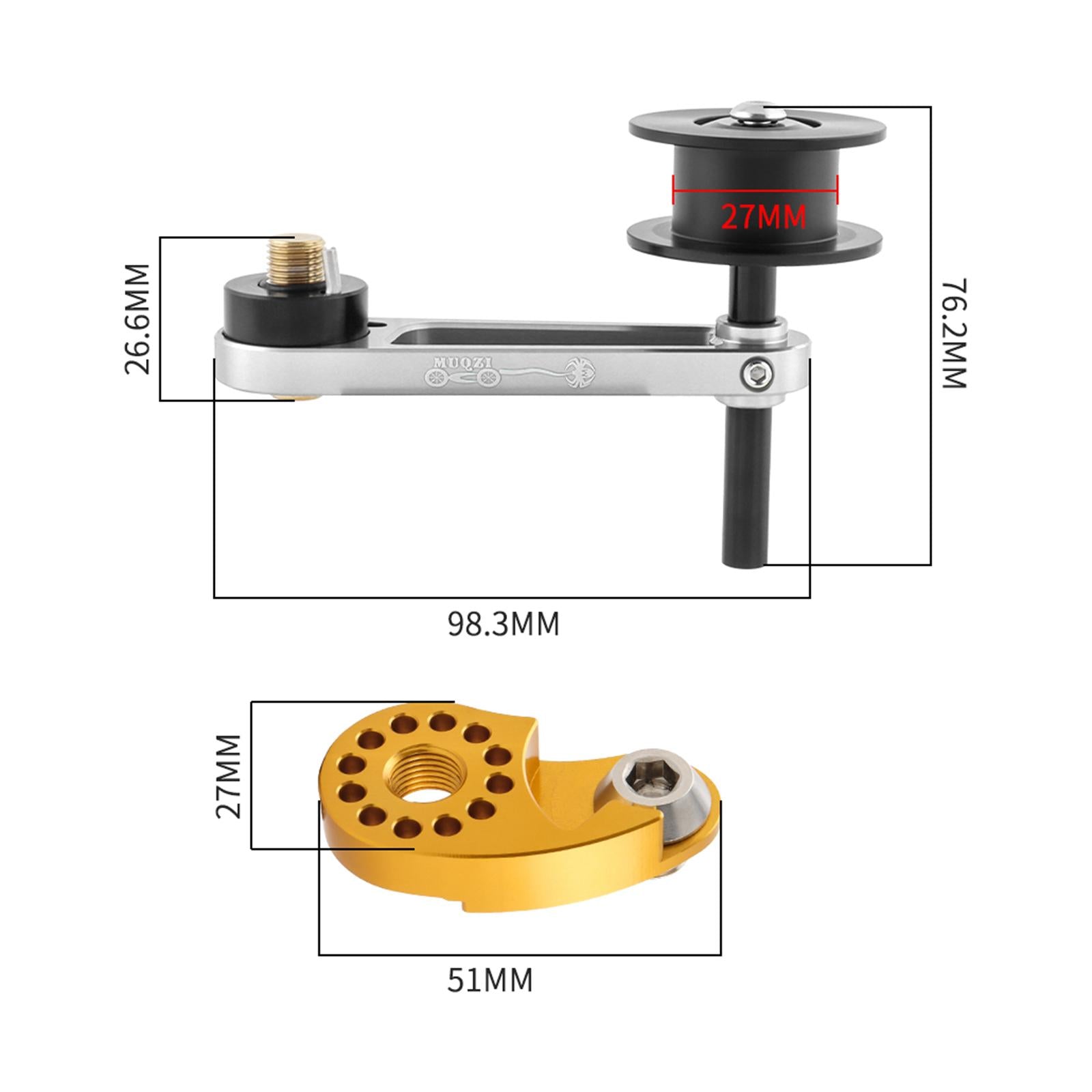 Bike Chain Tensioner Aluminum Alloy Tool Lightweight Adapter Chain Converter silver withRegulator