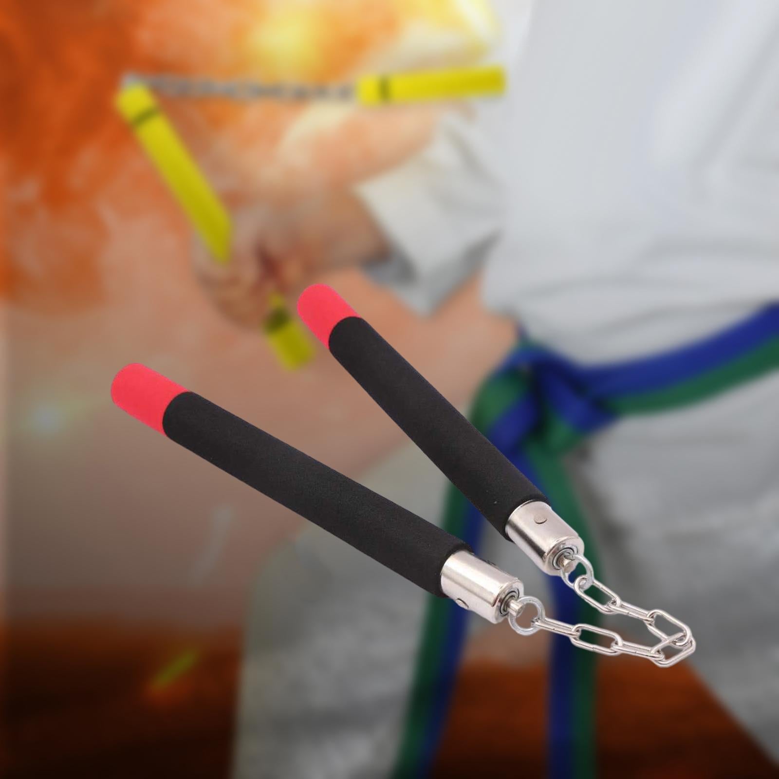 Foam Nunchucks Iron Chain Training Nunchucks for Children Kung Fu Practicing Rotating Shaft Red