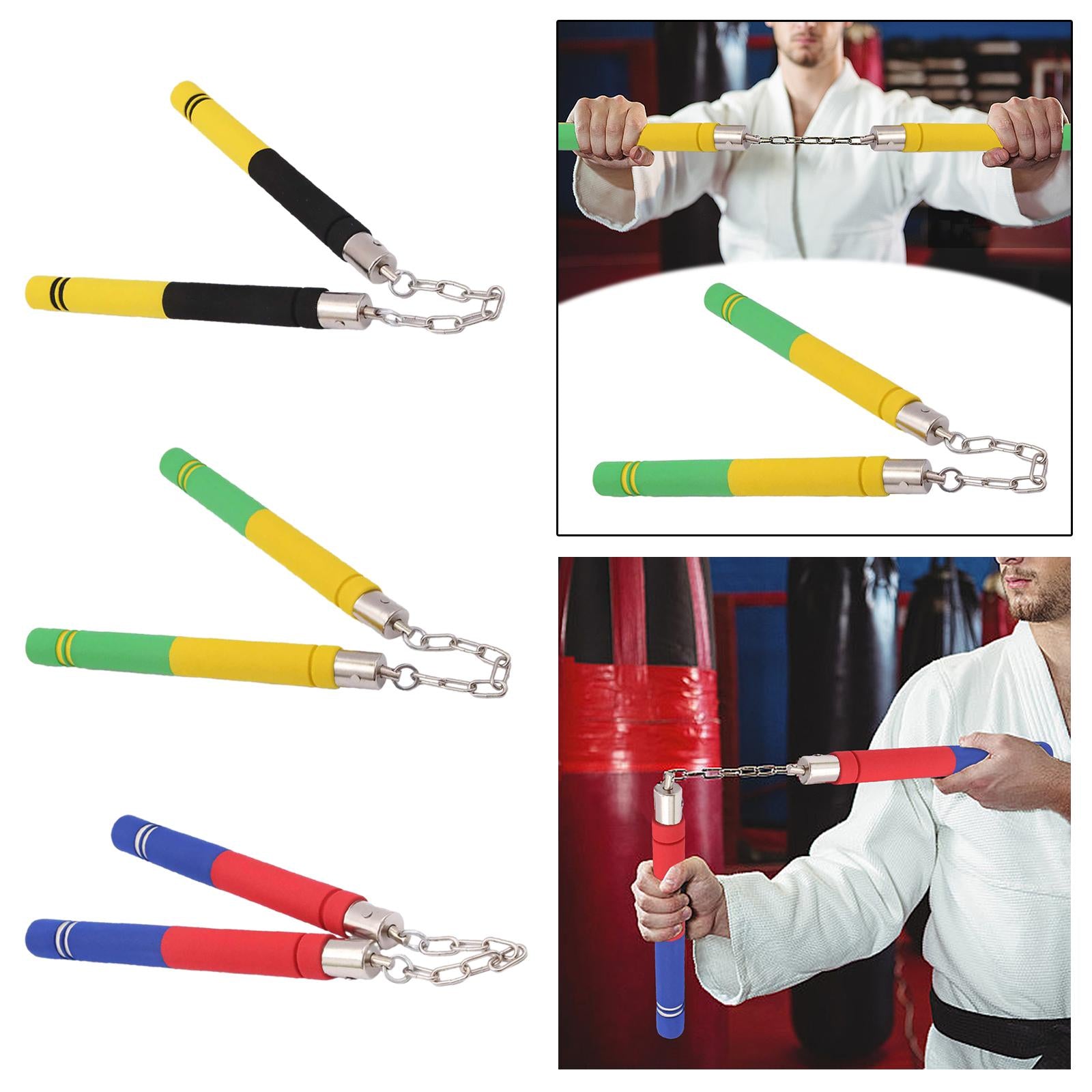 Foam Nunchucks for Kids Adults Toy Nunchakus for Sports Practicing Taekwondo Black Yellow
