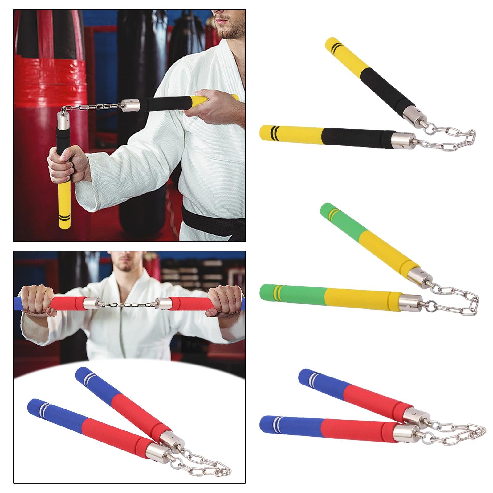 Foam Nunchucks for Kids Adults Toy Nunchakus for Sports Practicing Taekwondo Black Yellow