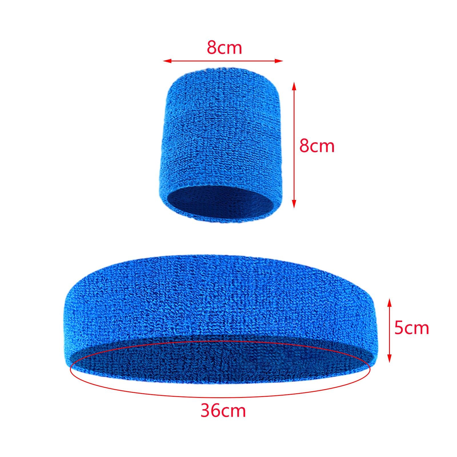 Sweatband Stretchy Portable Headband Wristband for Exercise Fitness Training Blue