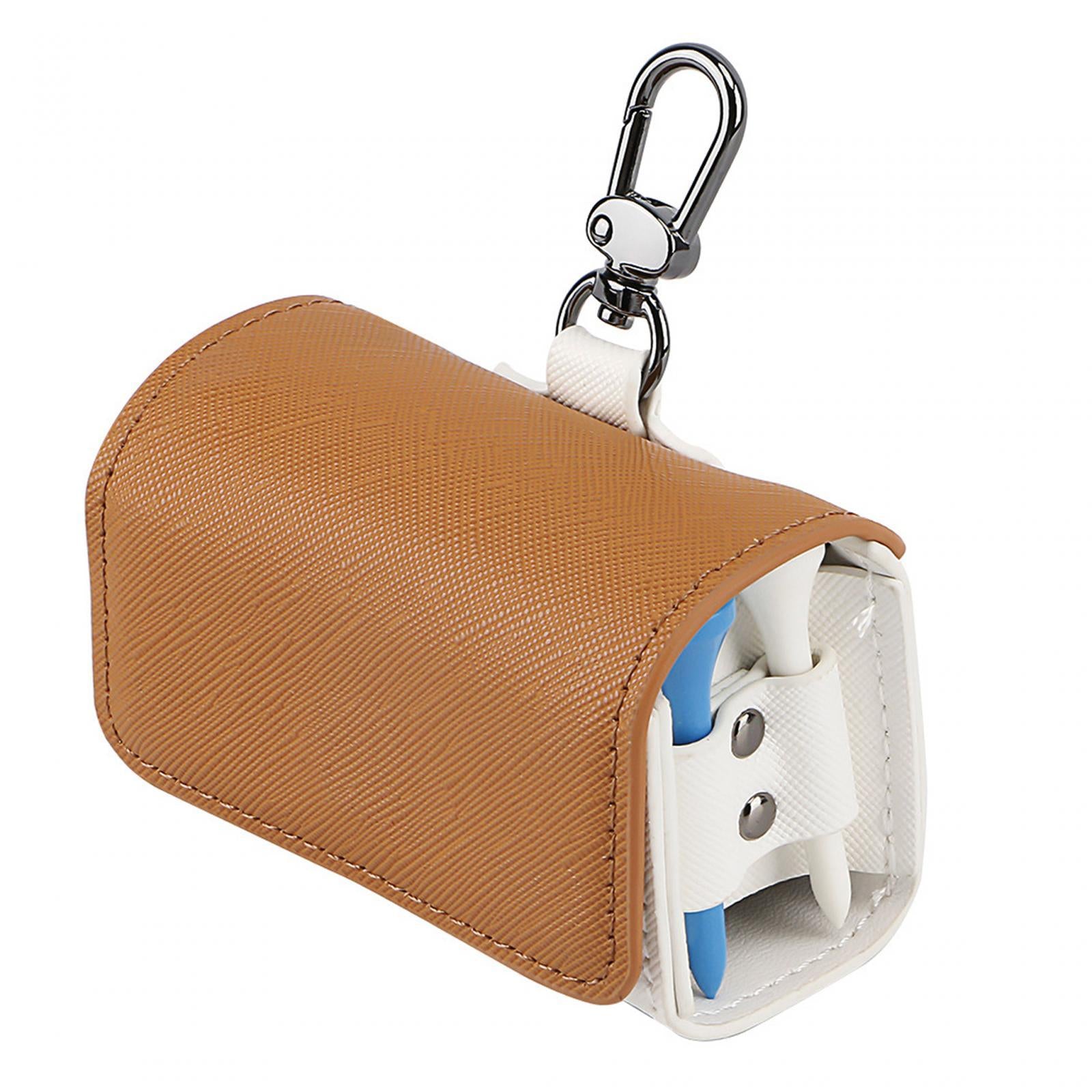 Golf Tee Holder Pouch Golf Ball Collector Container Case Golf Ball Waist Bag Brown