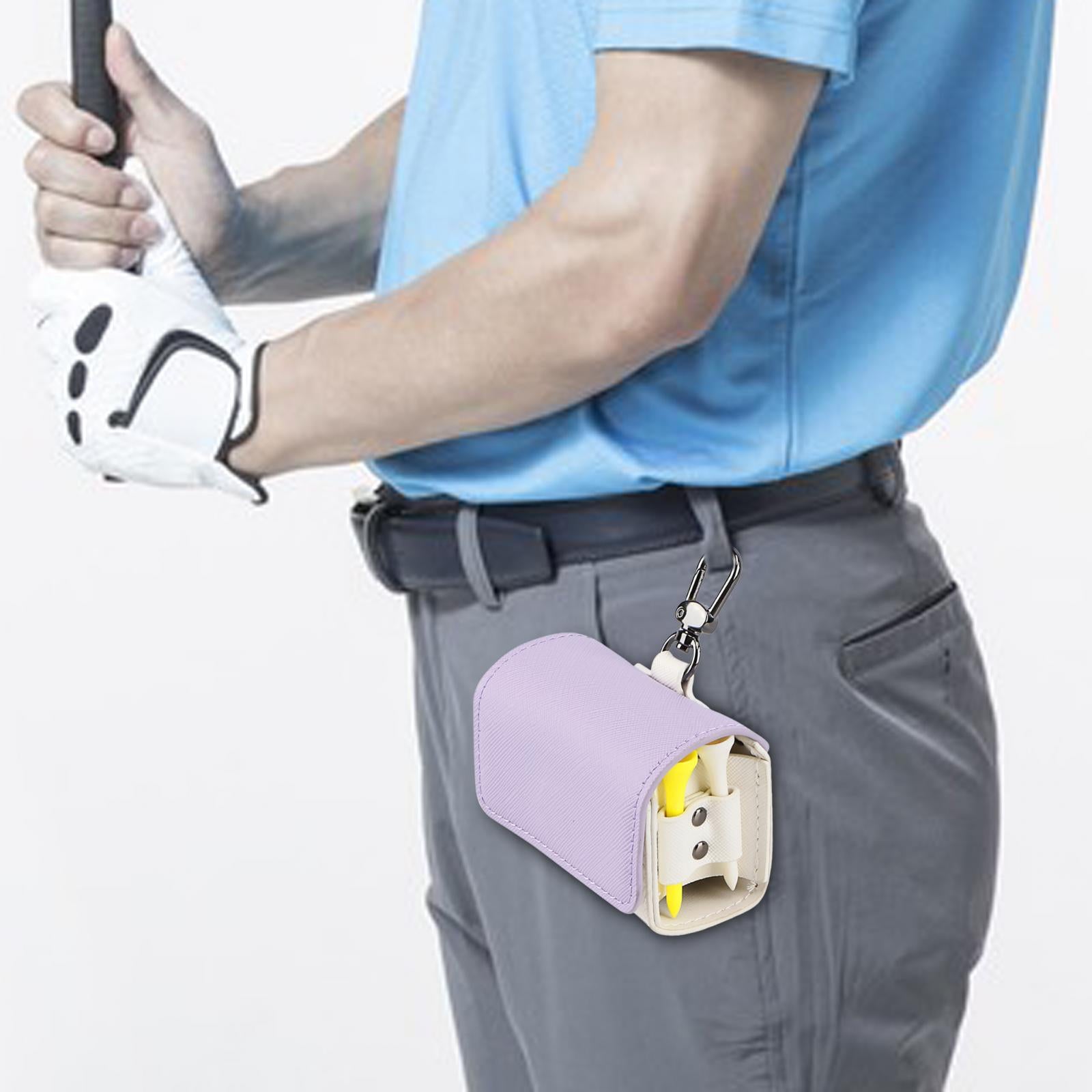 Golf Tee Holder Pouch Golf Ball Collector Container Case Golf Ball Waist Bag Purple