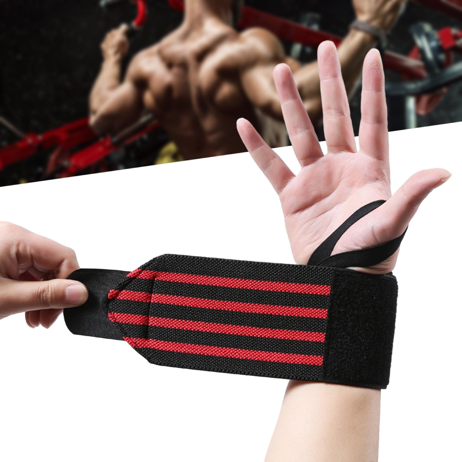Weightlifting Wrist Wraps for Bodybuilding Weight Bearing Strain Working Out red