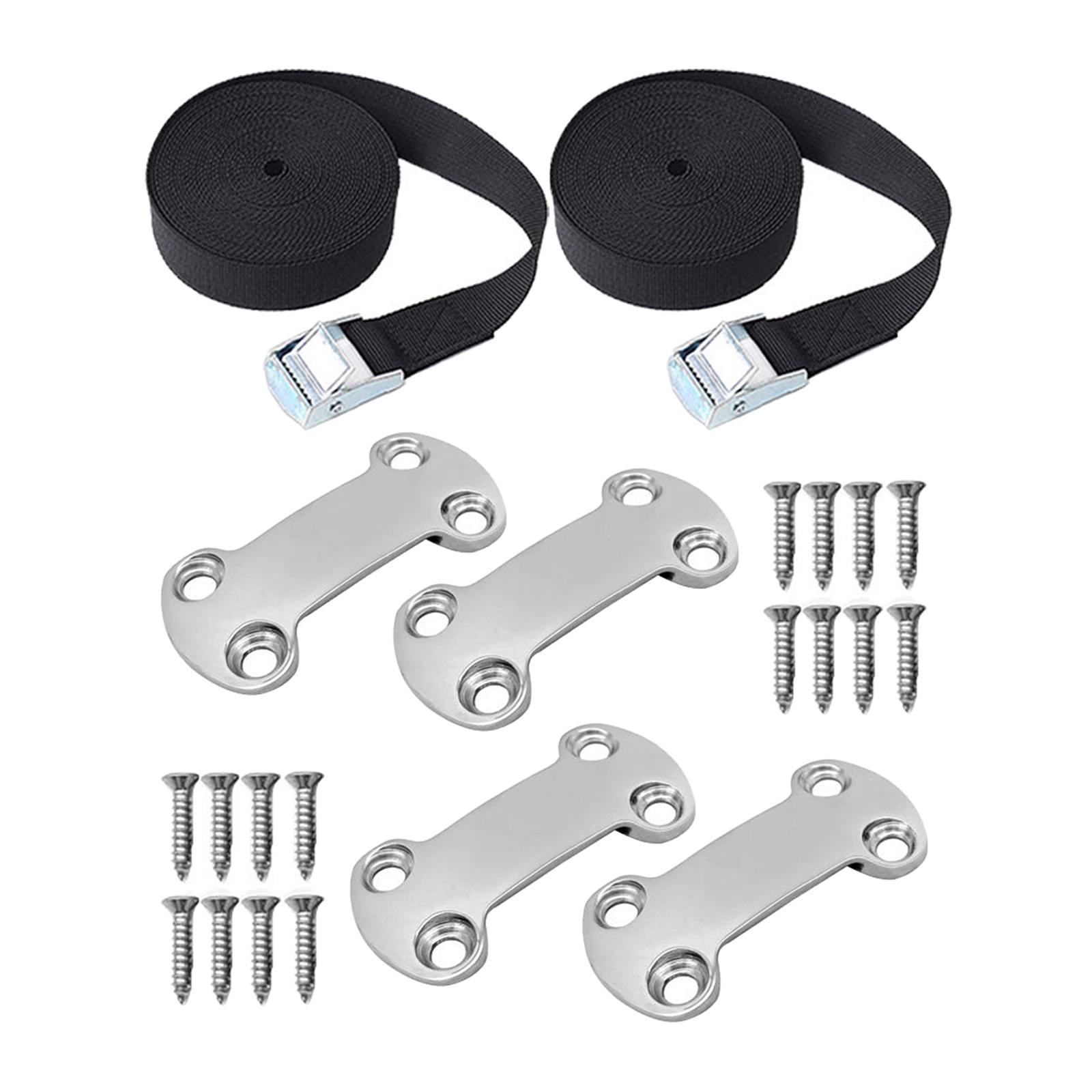 Tie Down Strap Kit with Screws Luggage Belts for Ratchet Trailers Truck Beds 16 Screws