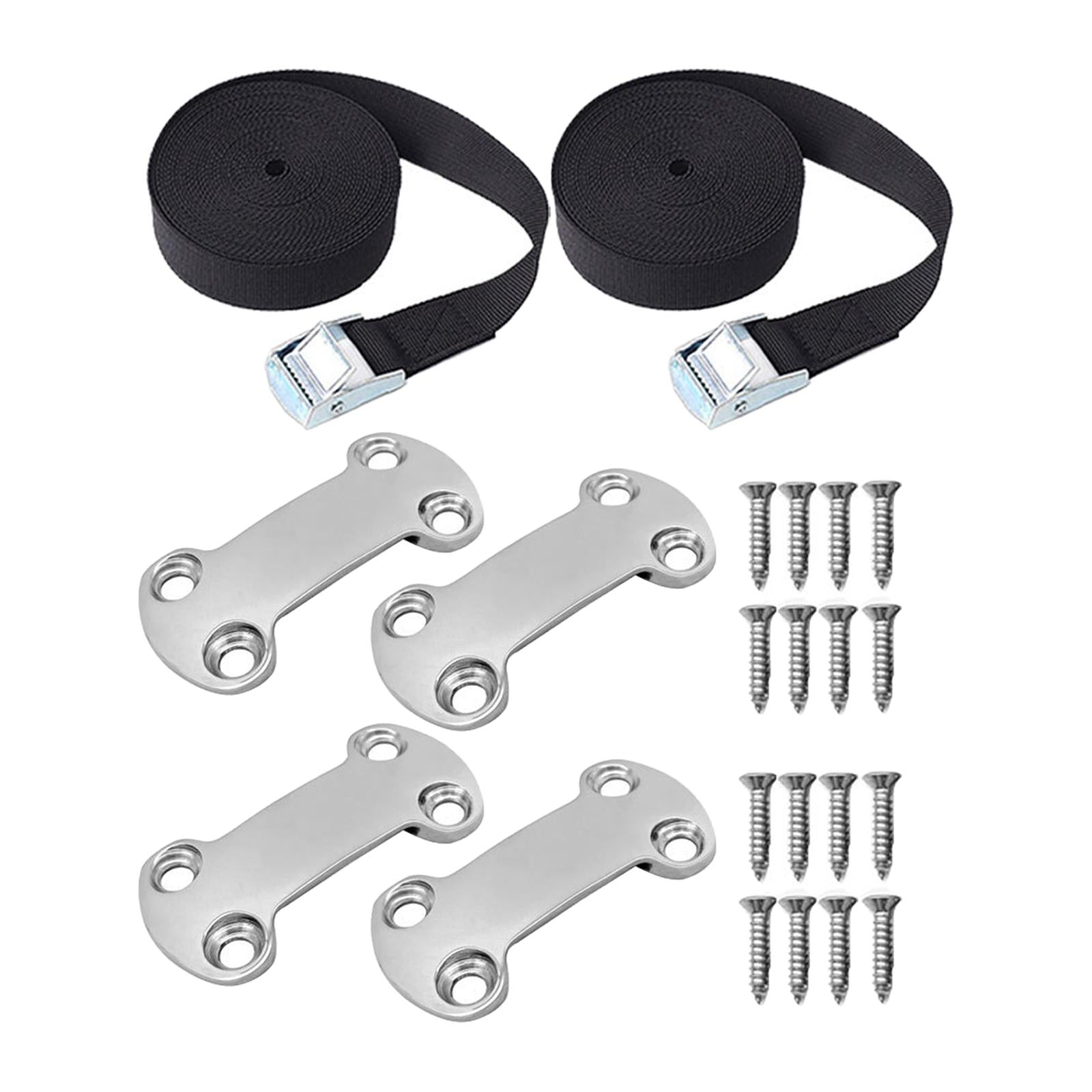 Tie Down Strap Kit with Screws Luggage Belts for Ratchet Trailers Truck Beds 16 Screws