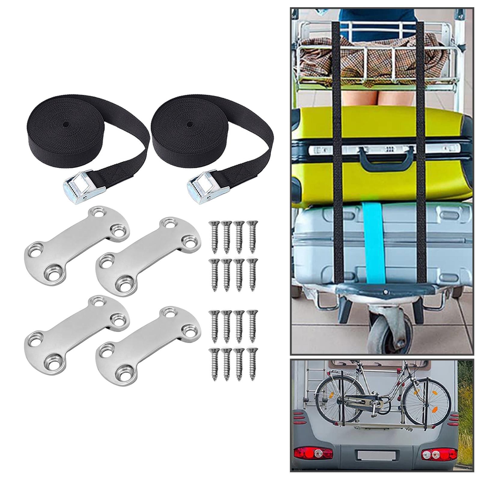 Tie Down Strap Kit with Screws Luggage Belts for Ratchet Trailers Truck Beds 16 Screws