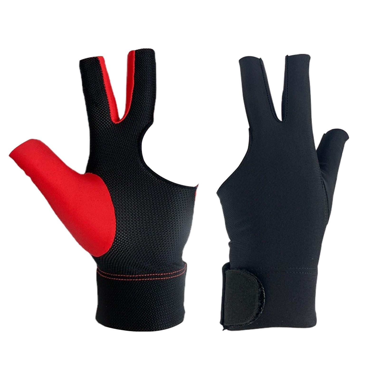 Open 3 Fingers Billiard Glove Absorbs Sweat Wear Resistant Snooker Cue Glove Red