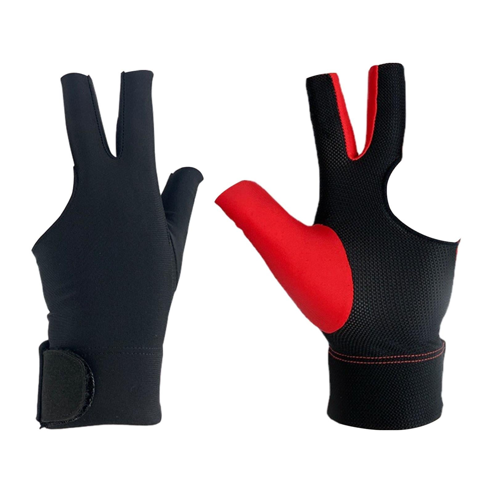 Open 3 Fingers Billiard Glove Absorbs Sweat Wear Resistant Snooker Cue Glove Red