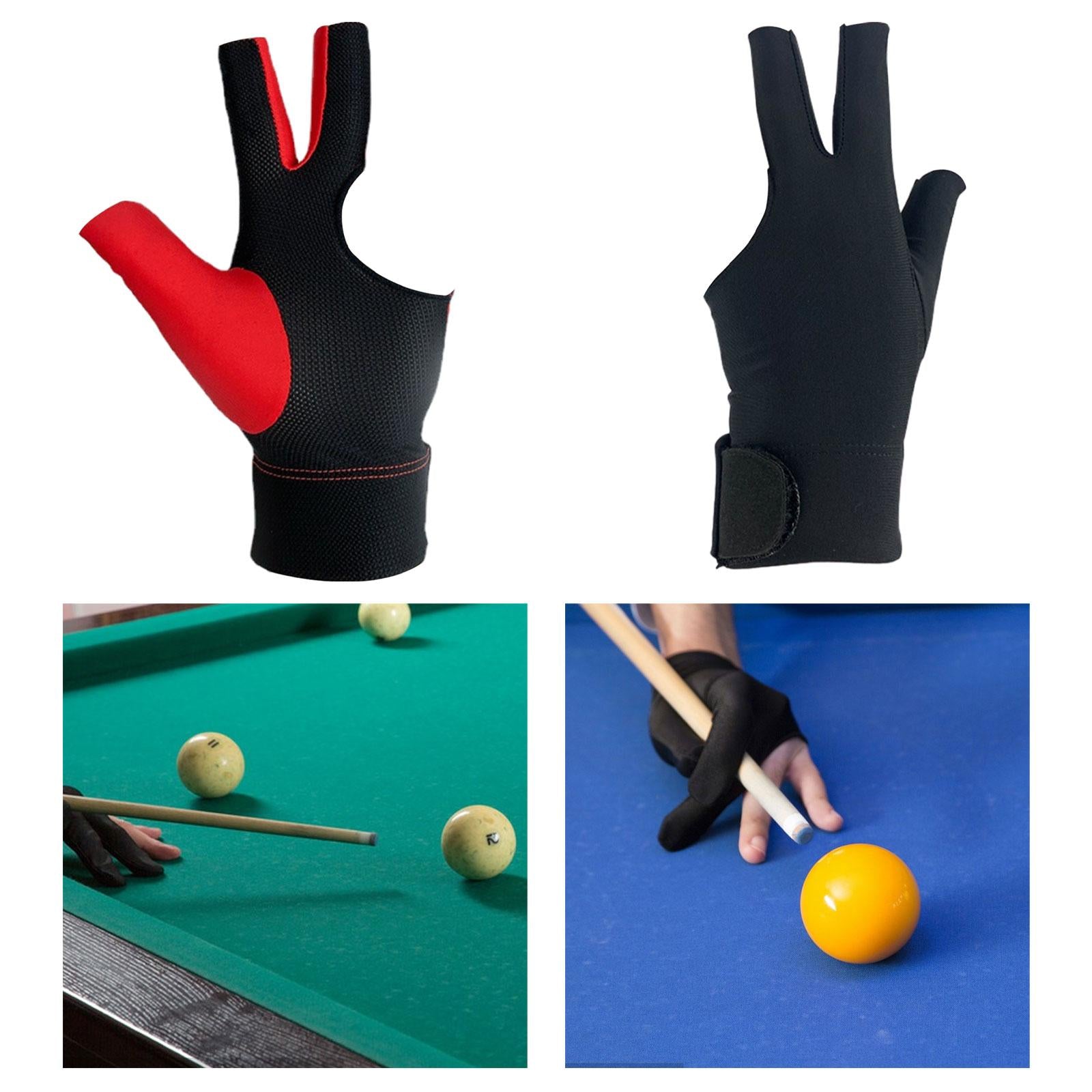 Open 3 Fingers Billiard Glove Absorbs Sweat Wear Resistant Snooker Cue Glove Red