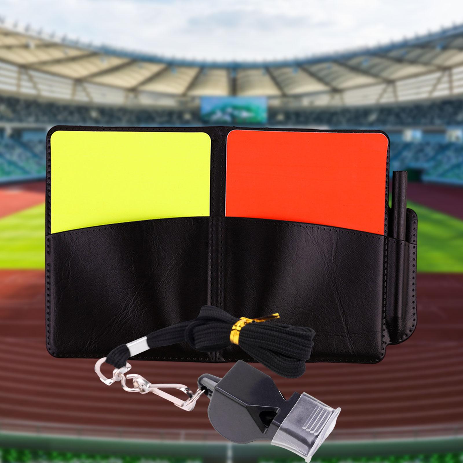2xSoccer Referee Cards Set PVC Football Yellow and Red Card for Outdoor Sports With Book Whistle