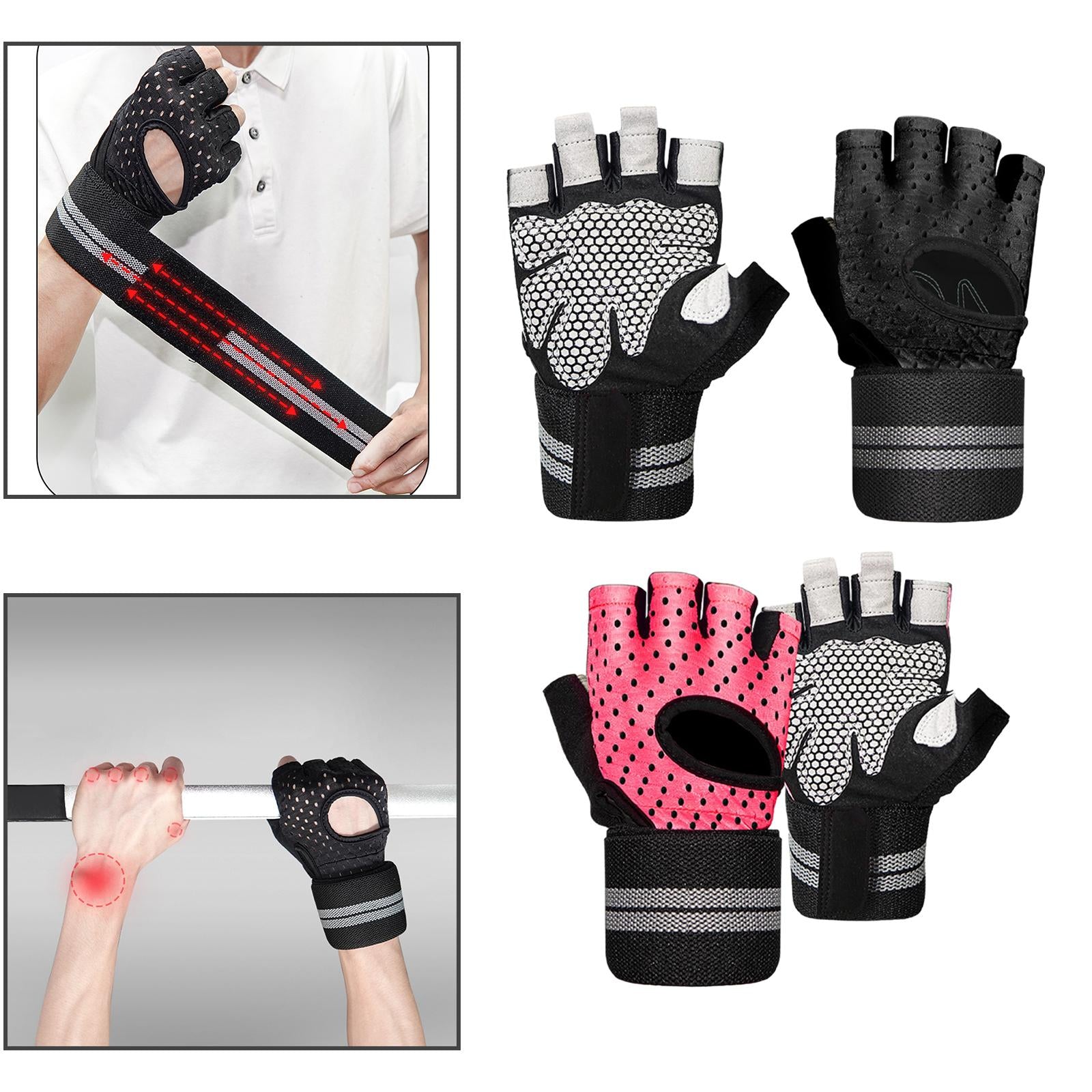 Half Finger Gloves Breathable Mitts Anti Shock Workout Weight Lifting Gloves Black