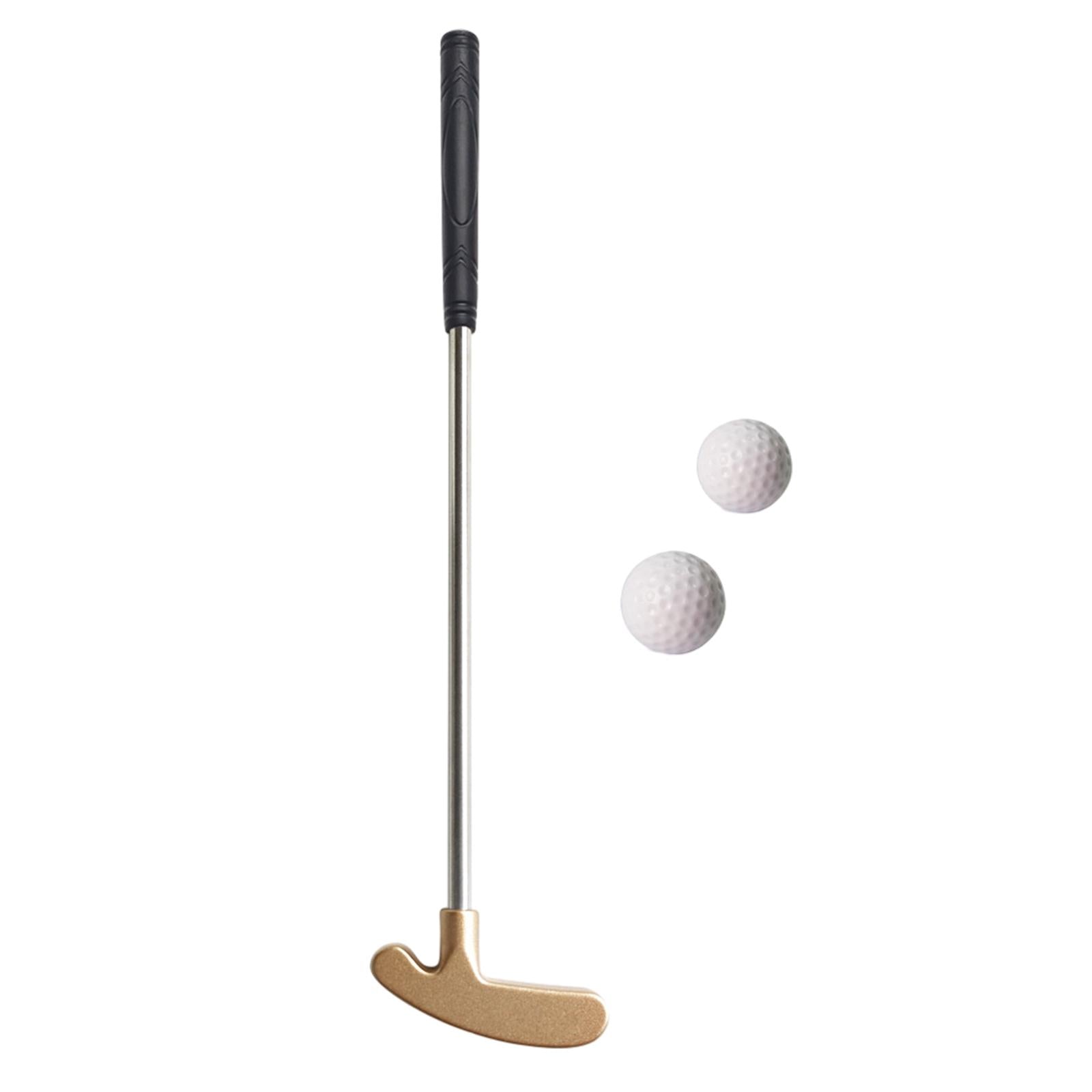 Mini Golf Putters Toy 15.8cm Multifunctional Home Decor for Toddlers Portable Golden with 2 balls