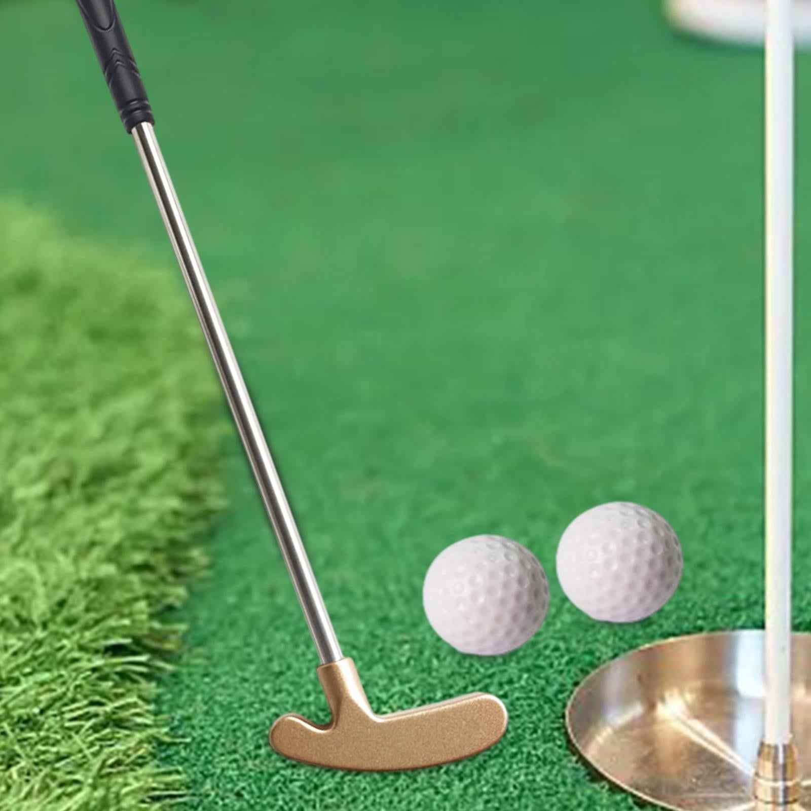 Mini Golf Putters Toy 15.8cm Multifunctional Home Decor for Toddlers Portable Golden with 2 balls