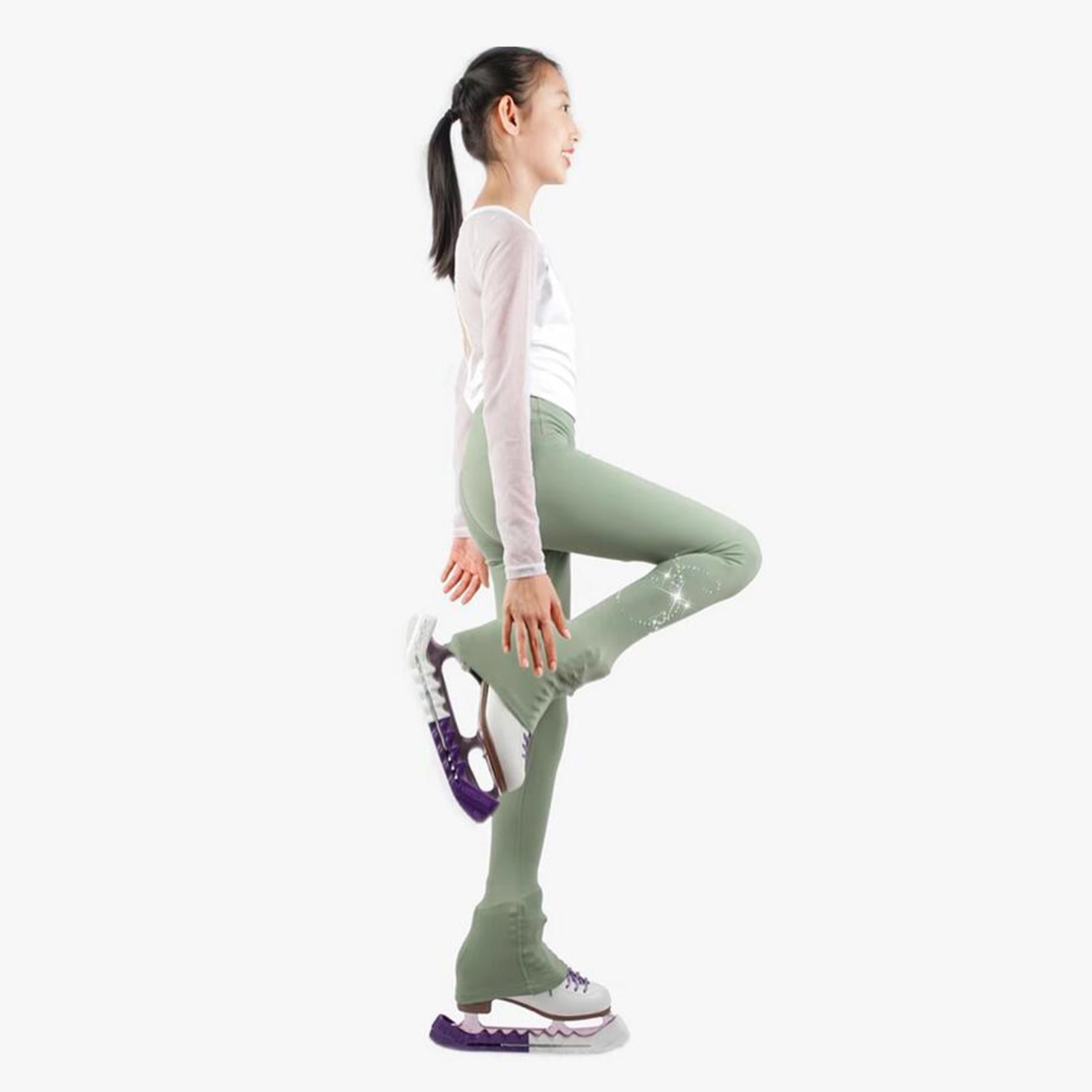 Ice Skating Pants for Girls Fleece Ice Skating Practice Pants Training Wear XXXS Green