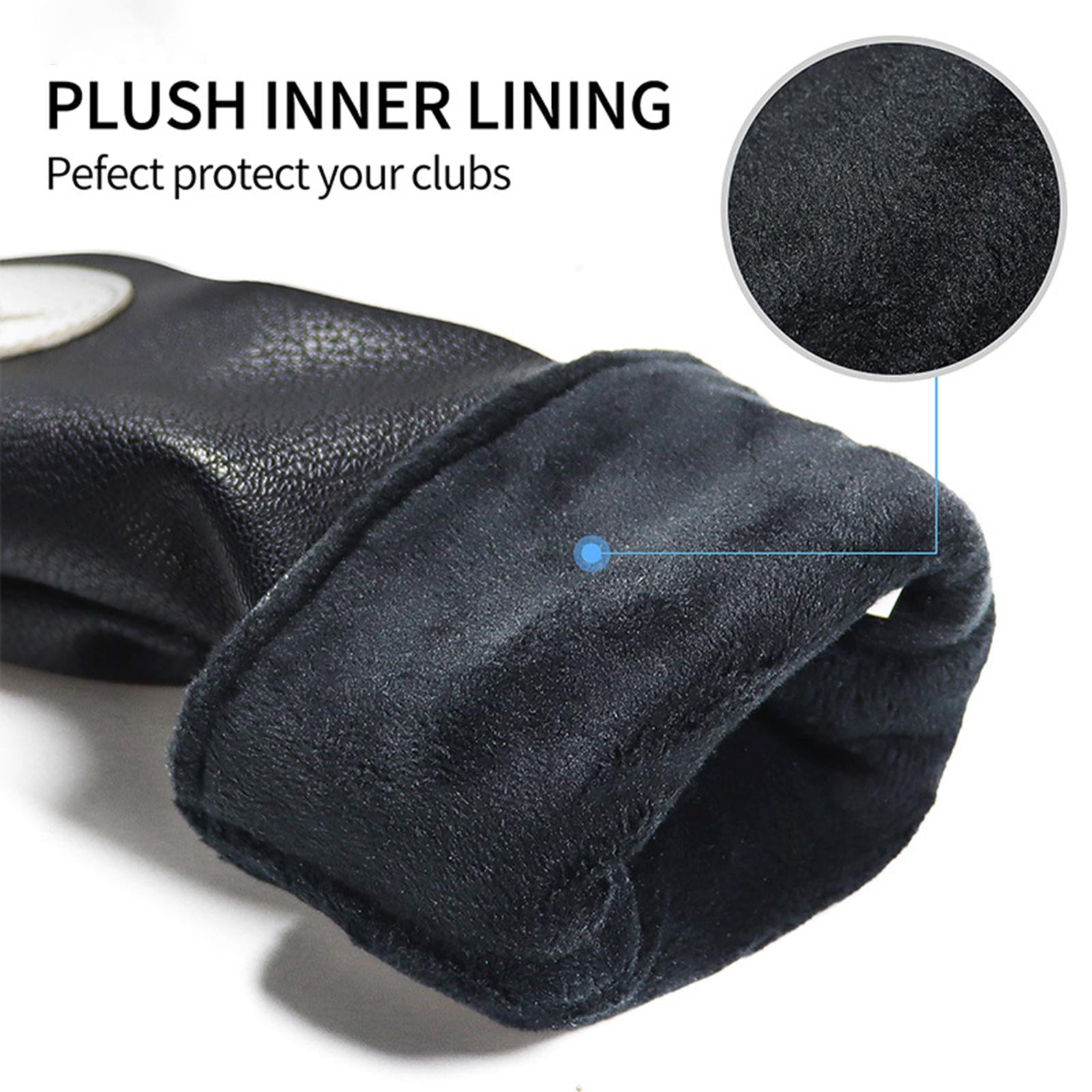 Golf Head Cover Water Resistant Lightweight Plush Lined PU Protective Sleeve