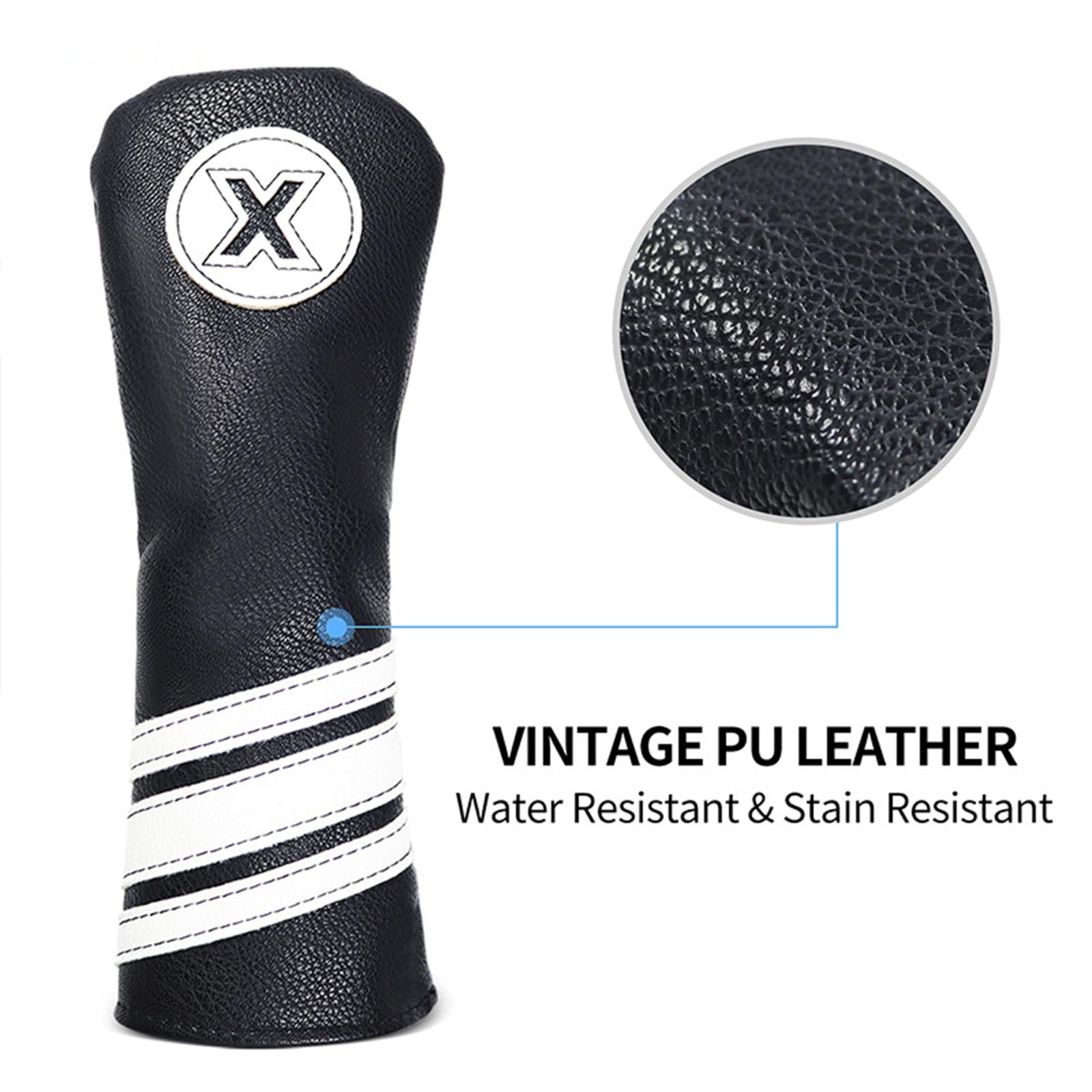 Golf Head Cover Water Resistant Lightweight Plush Lined PU Protective Sleeve