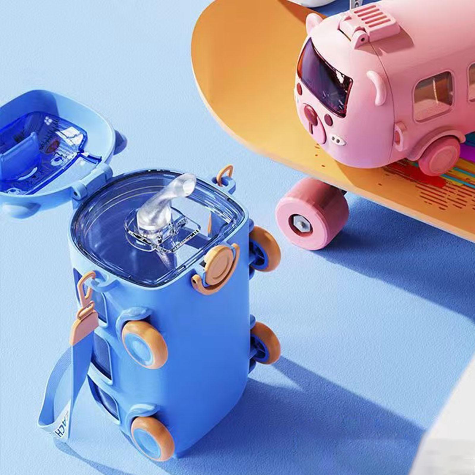 Cute Water Bottle with Straw and Strap Childrens Water Cup Water Bottle Yellow