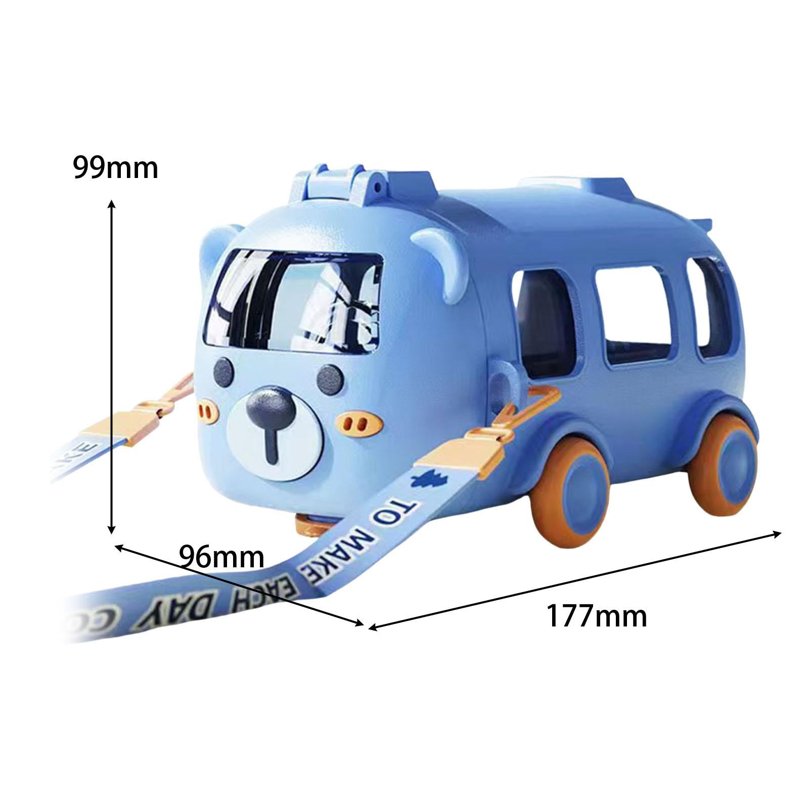 Cute Water Bottle with Straw and Strap Childrens Water Cup Water Bottle Blue