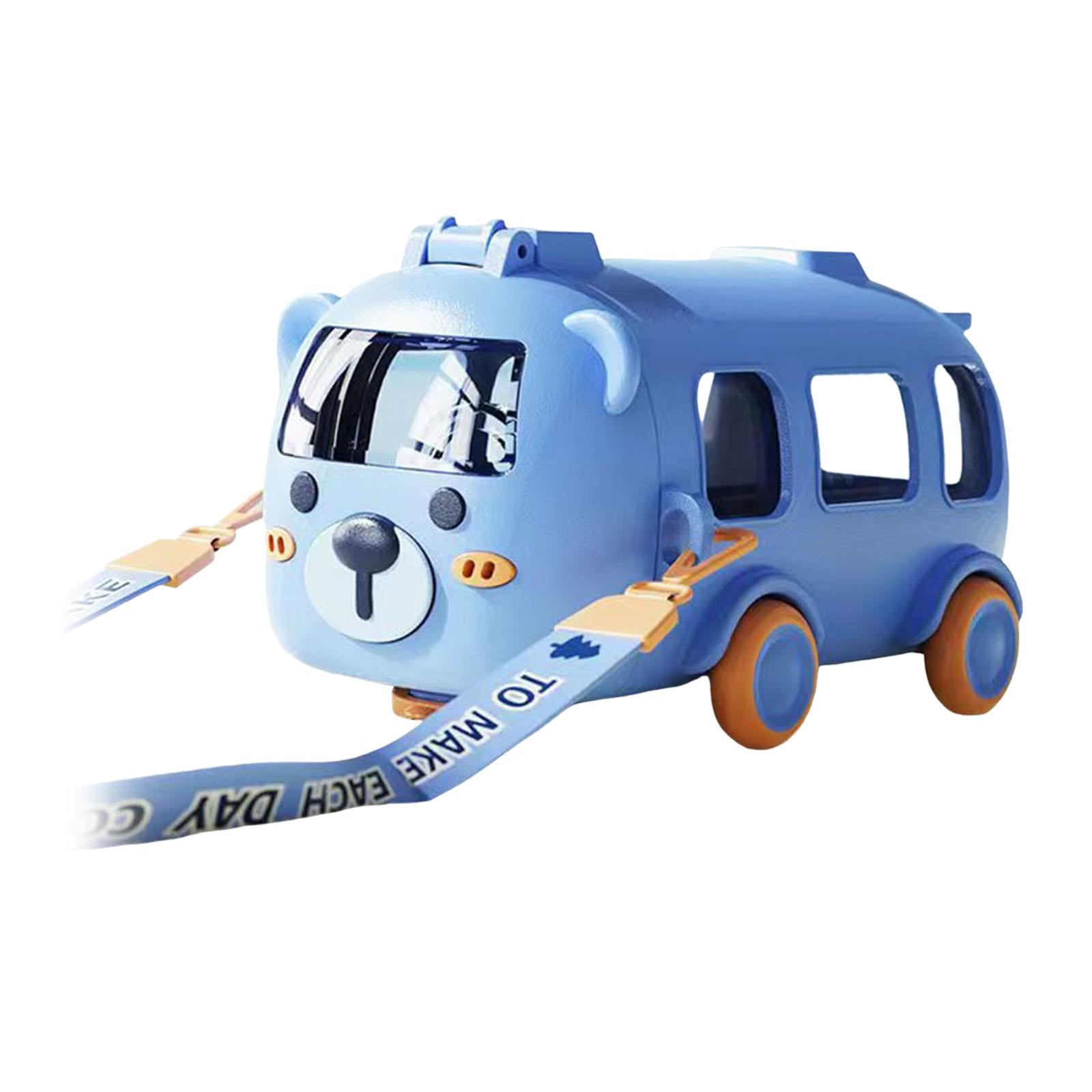 Cute Water Bottle with Straw and Strap Childrens Water Cup Water Bottle Blue