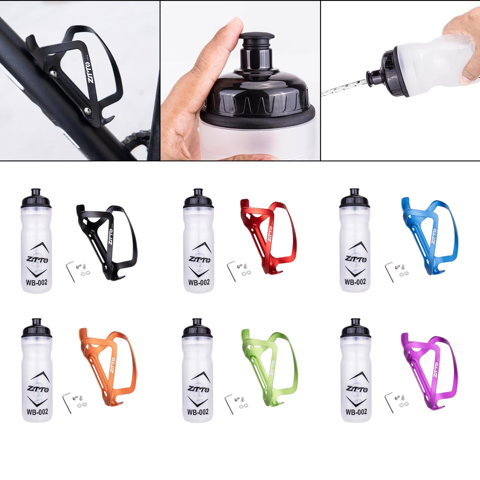 Mountain Bike Water Bottle Cage with Drink Bottle Sturdy Black
