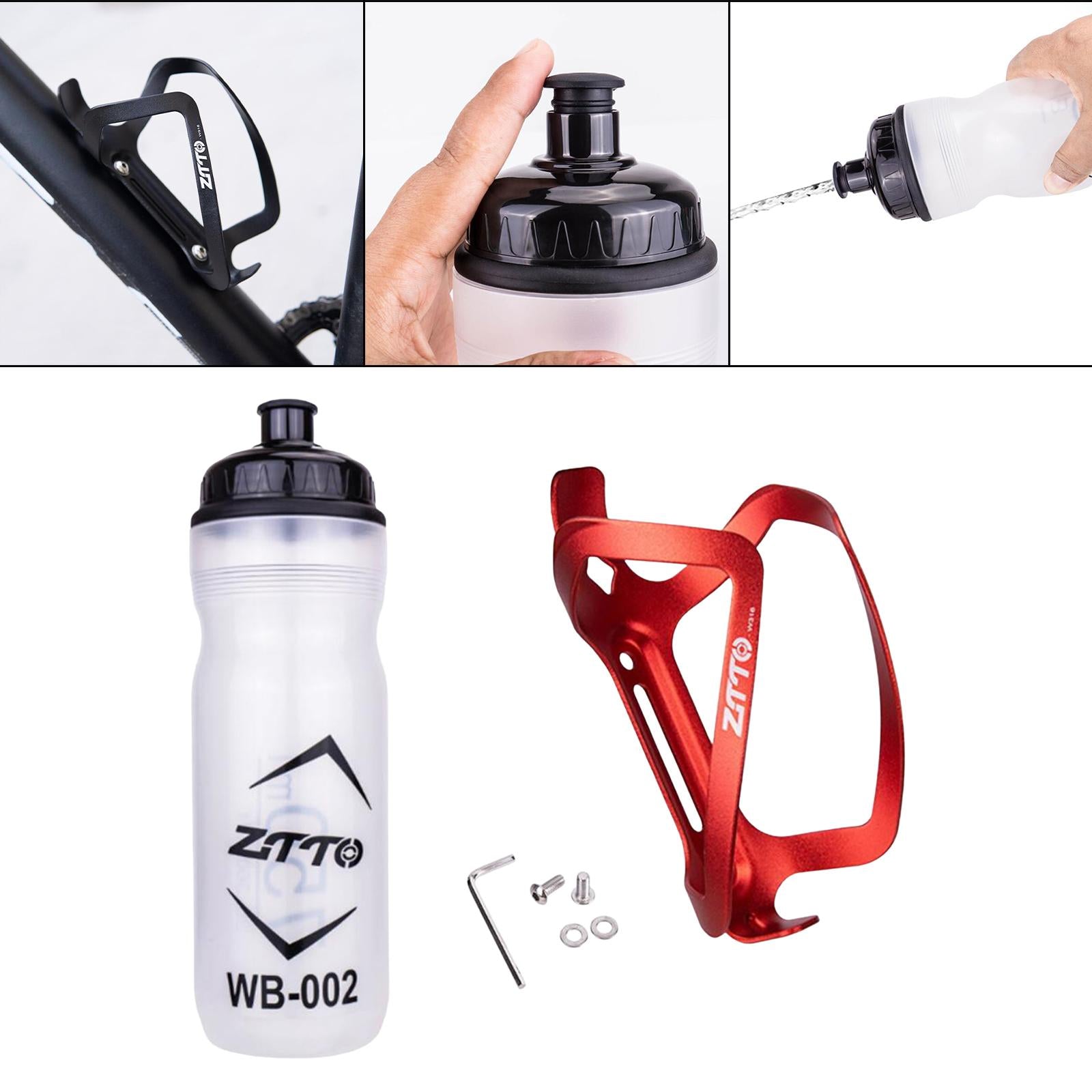 Mountain Bike Water Bottle Cage with Drink Bottle Sturdy Red