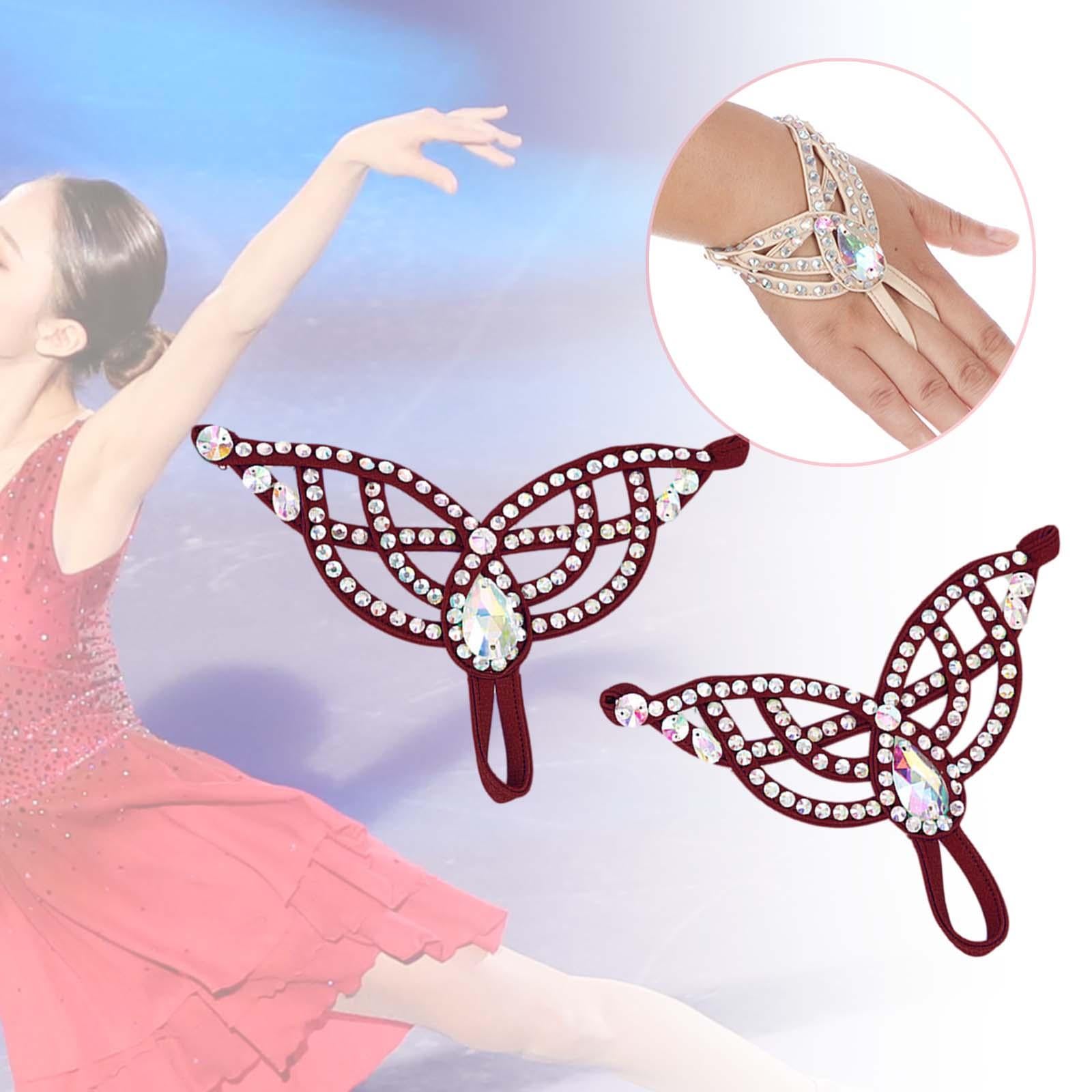 Figure Skating Bracelet Unique Performance Decoration for Show Outdoor Dance Red M