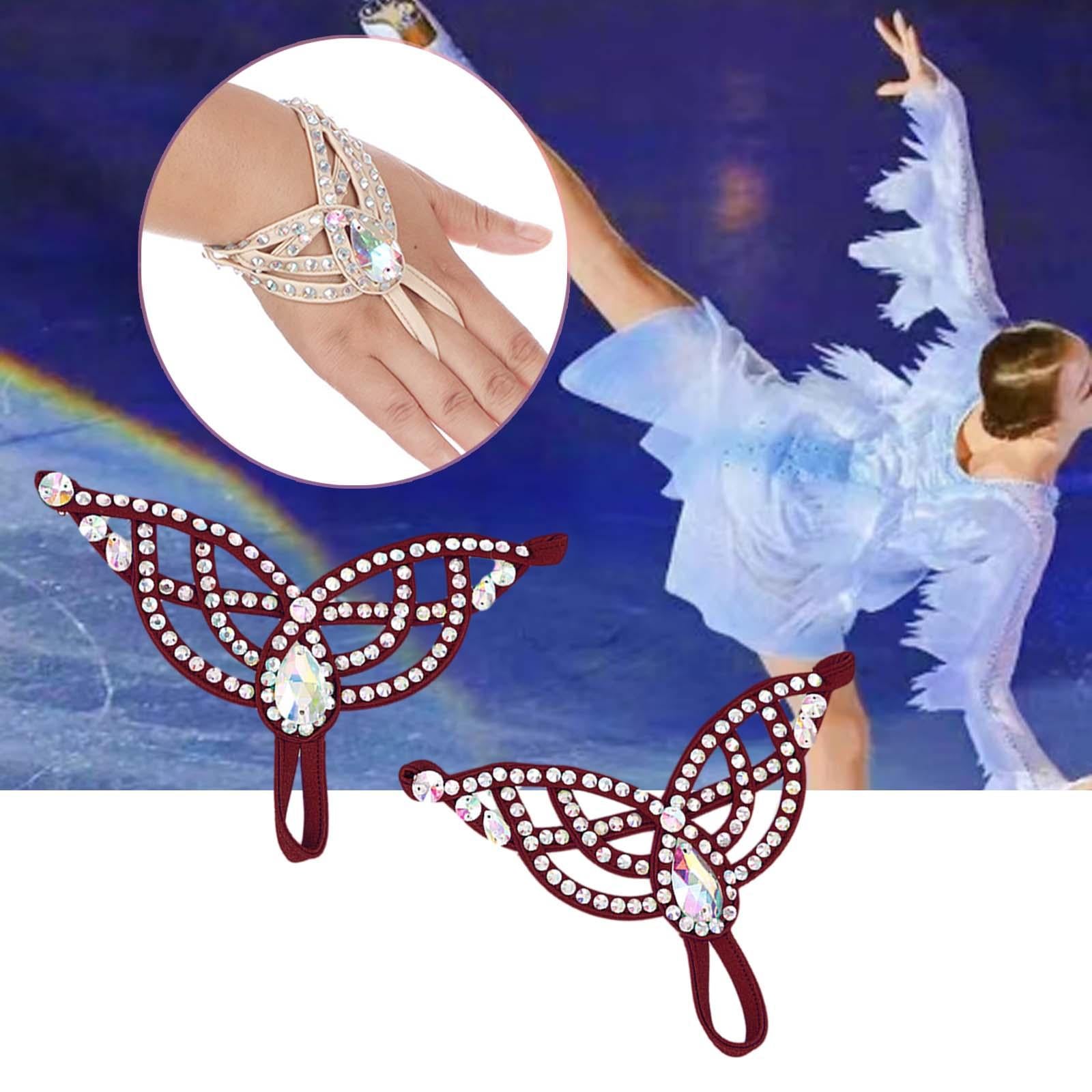 Figure Skating Bracelet Unique Performance Decoration for Show Outdoor Dance Red L