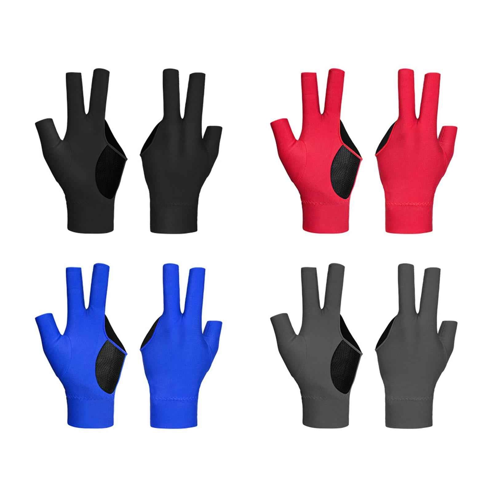 Three Fingers Billiard Glove Non Slip Left Hand for Women Men Indoor Playing blue