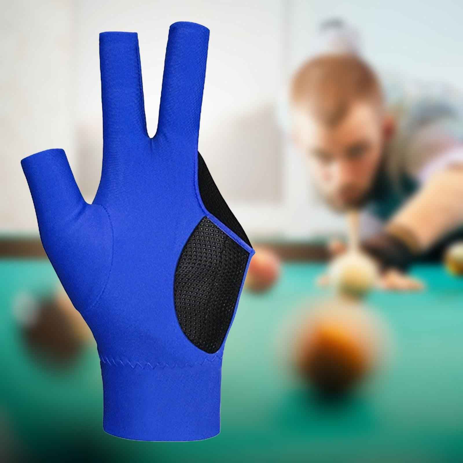 Three Fingers Billiard Glove Non Slip Left Hand for Women Men Indoor Playing blue