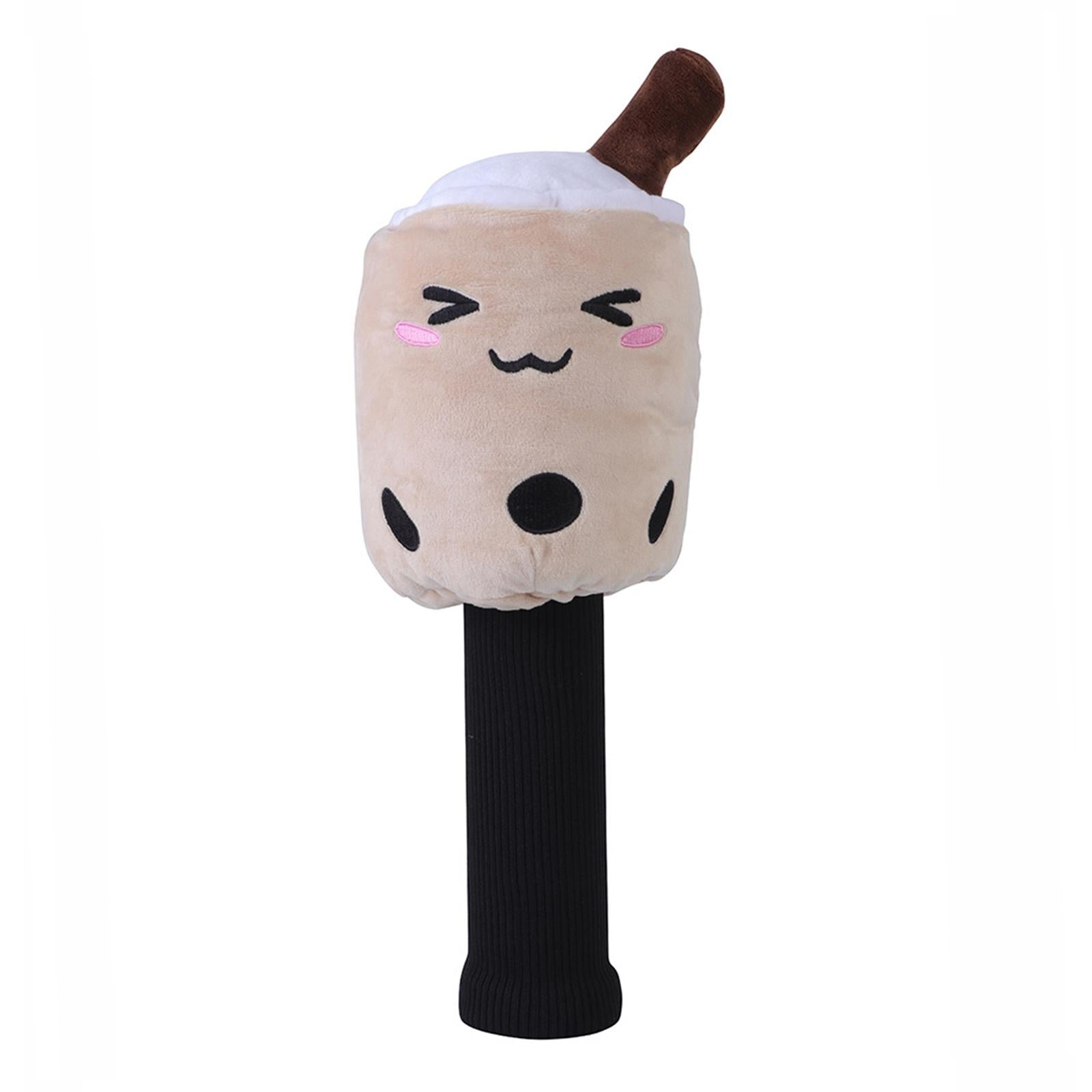 Golf Driver Headcover Cute Milk Tea Cup Soft Plush Golf Club Wood Head Cover
