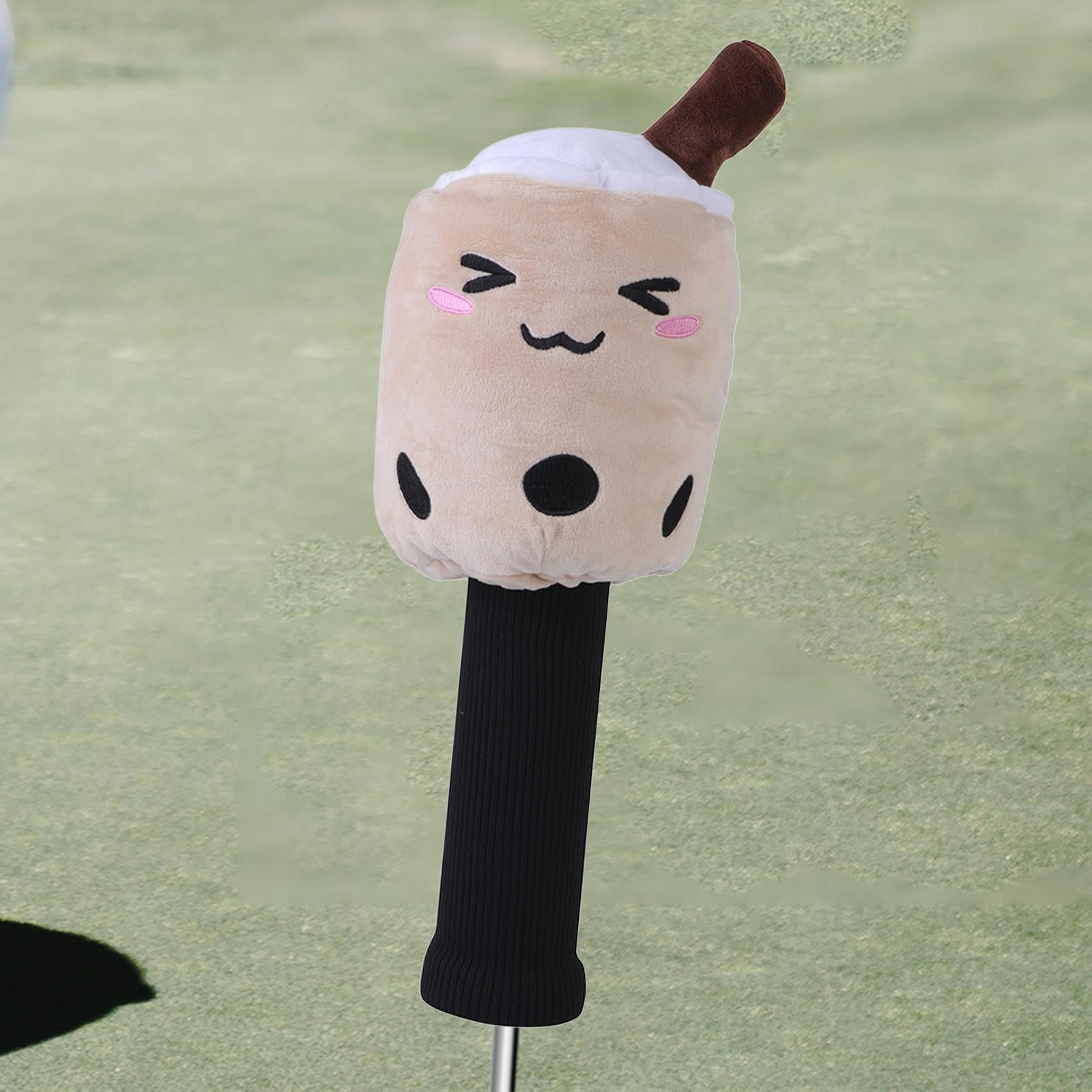Golf Driver Headcover Cute Milk Tea Cup Soft Plush Golf Club Wood Head Cover