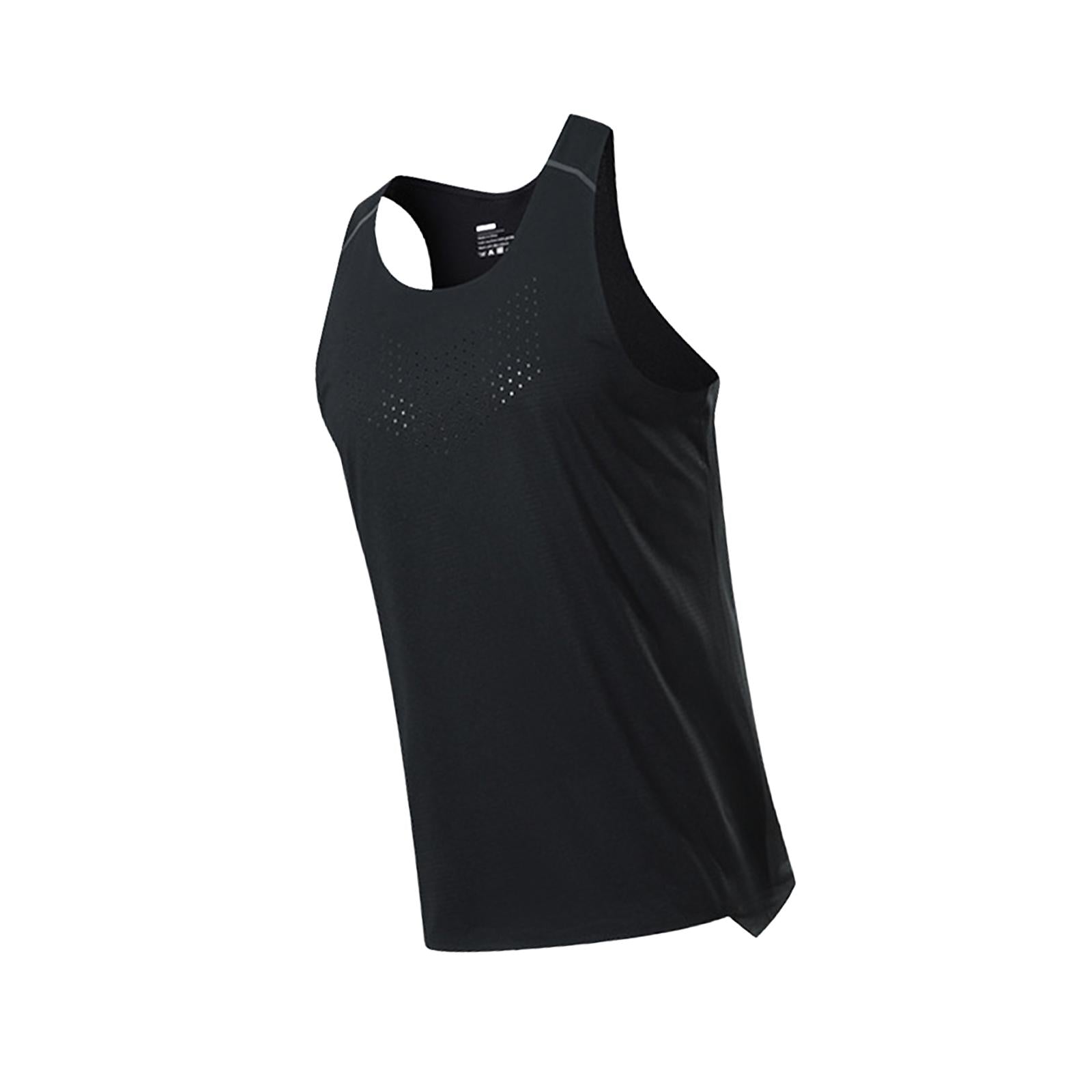 Men Tank Tops Workout Tops Fashion Breathable Sportwear Sports Running Shirt Black S