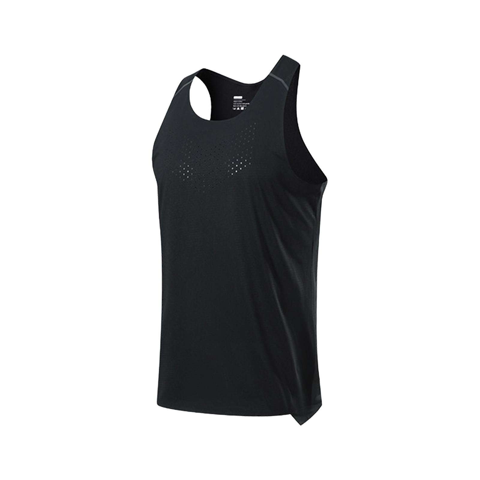 Men Tank Tops Workout Tops Fashion Breathable Sportwear Sports Running Shirt Black L