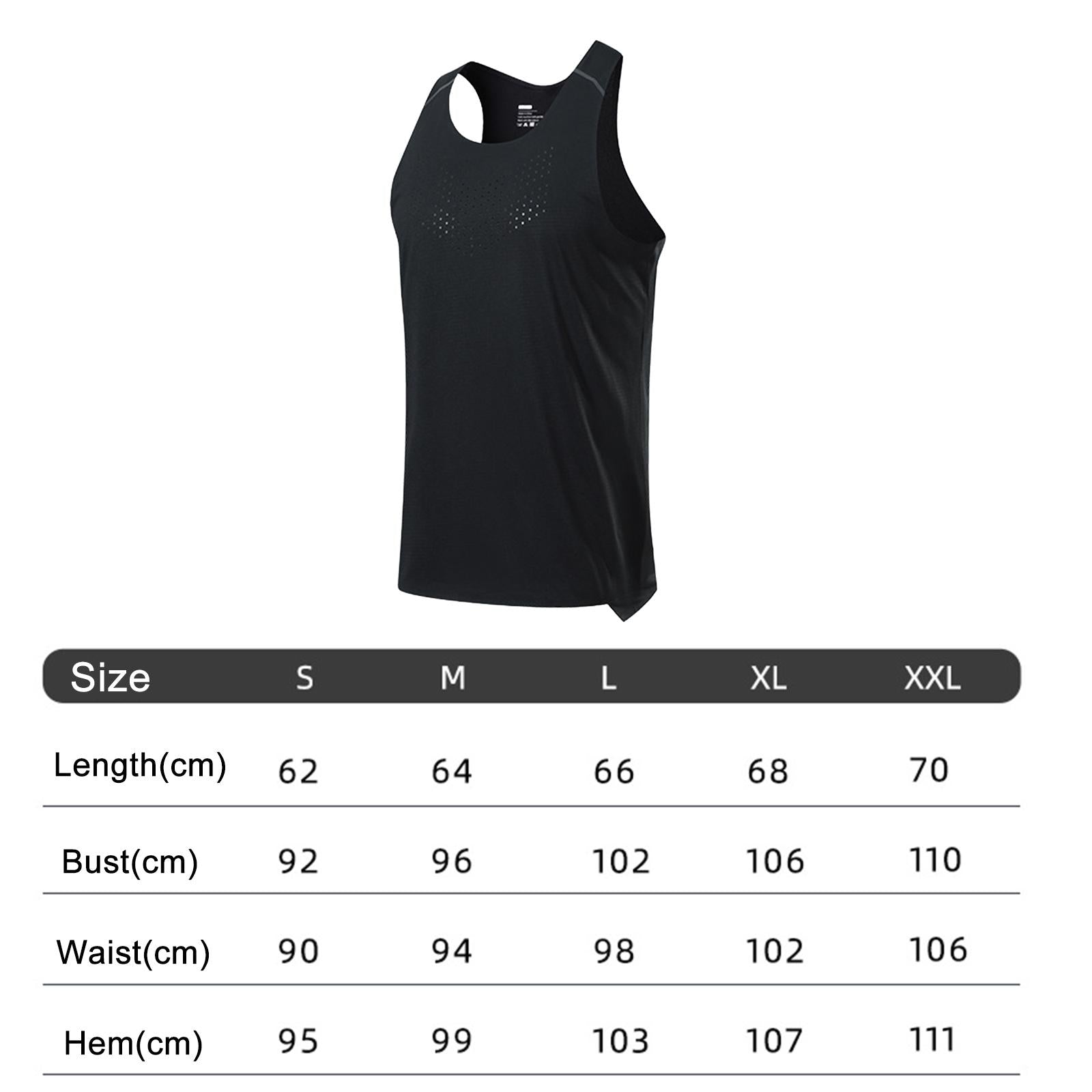 Men Tank Tops Workout Tops Fashion Breathable Sportwear Sports Running Shirt Black XL