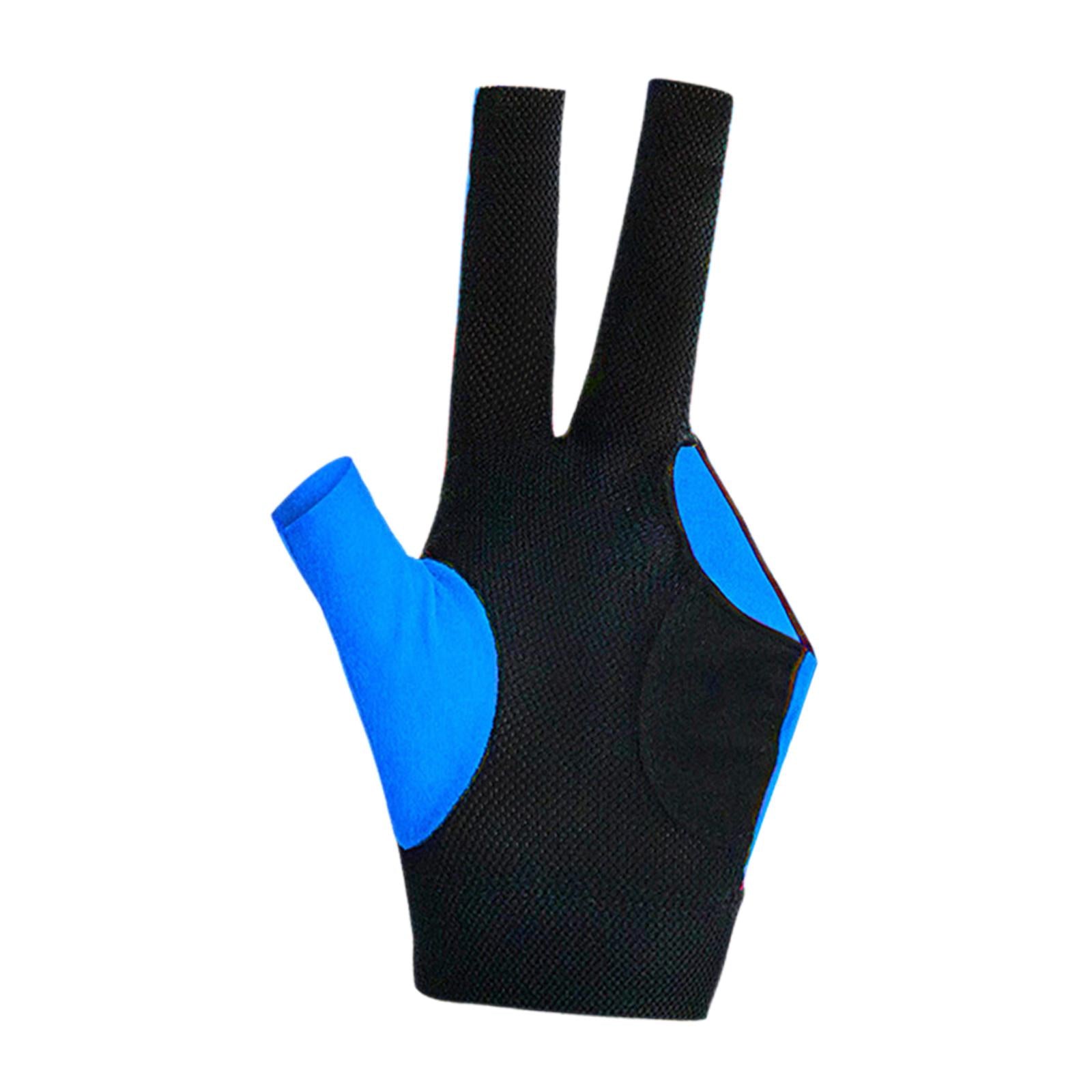 3 Fingers Billiard Glove Breathable Elastic Glove for Indoor Practice Adults Blue