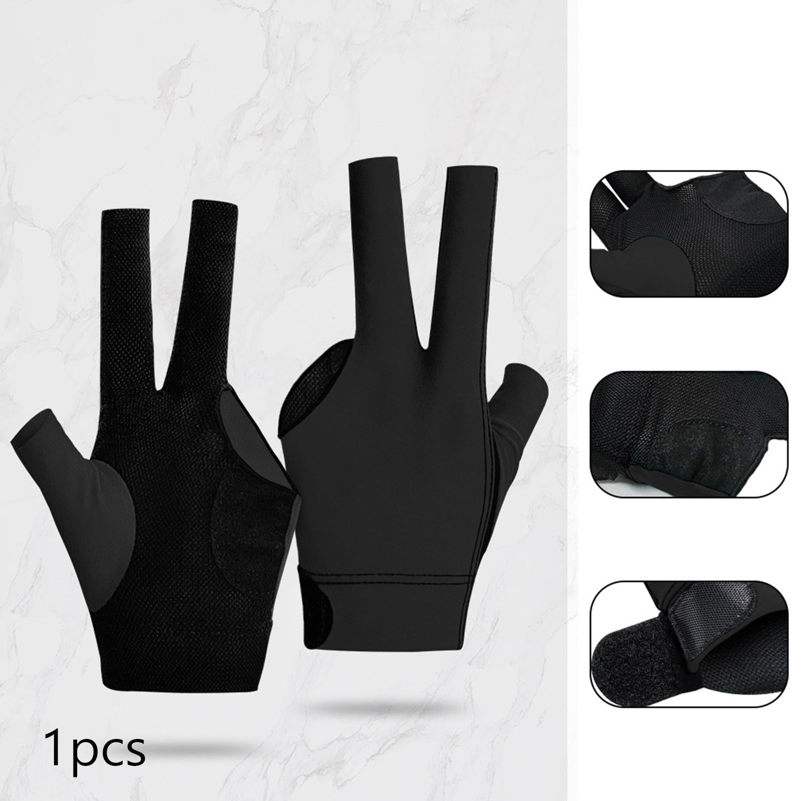 3 Fingers Billiard Glove Breathable Elastic Glove for Indoor Practice Adults Black