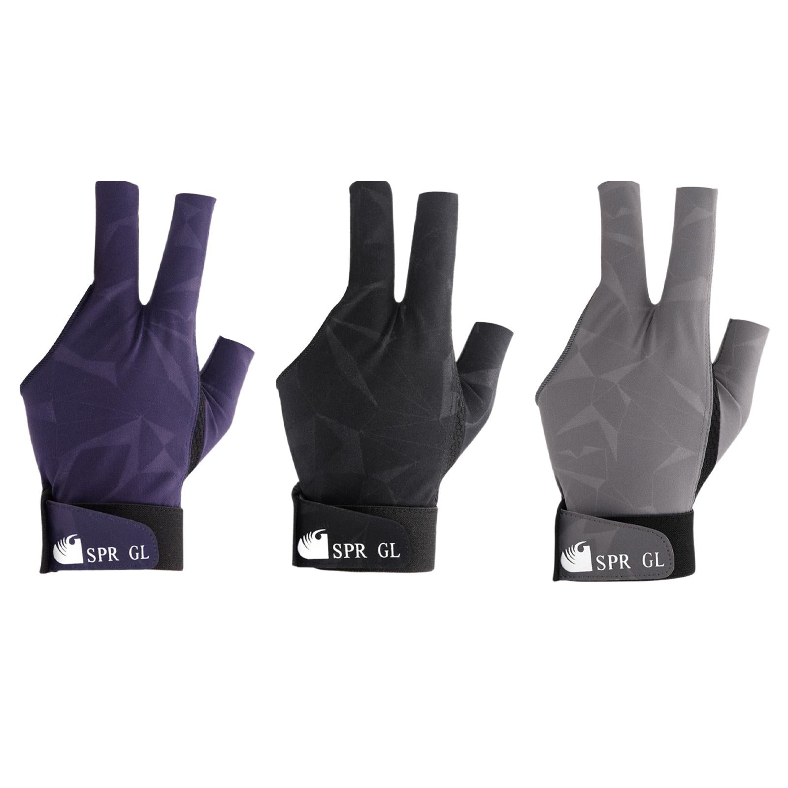 Three Fingers Billiard Glove Mitts Left Hand Snooker Glove for Sports Indoor Gray
