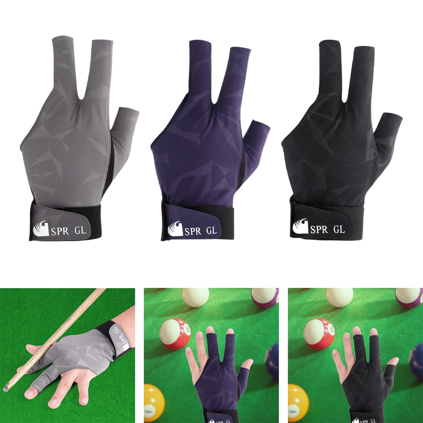 Three Fingers Billiard Glove Mitts Left Hand Snooker Glove for Sports Indoor Gray