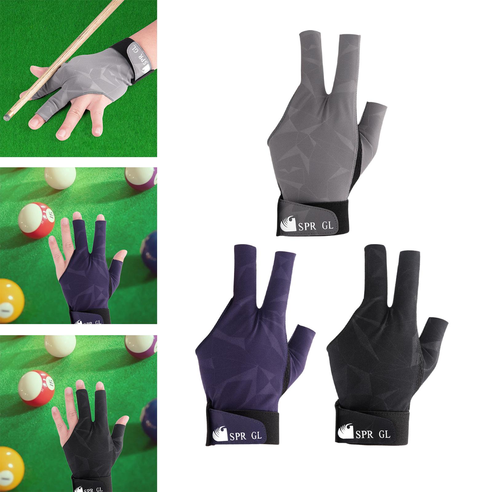 Three Fingers Billiard Glove Mitts Left Hand Snooker Glove for Sports Indoor Gray