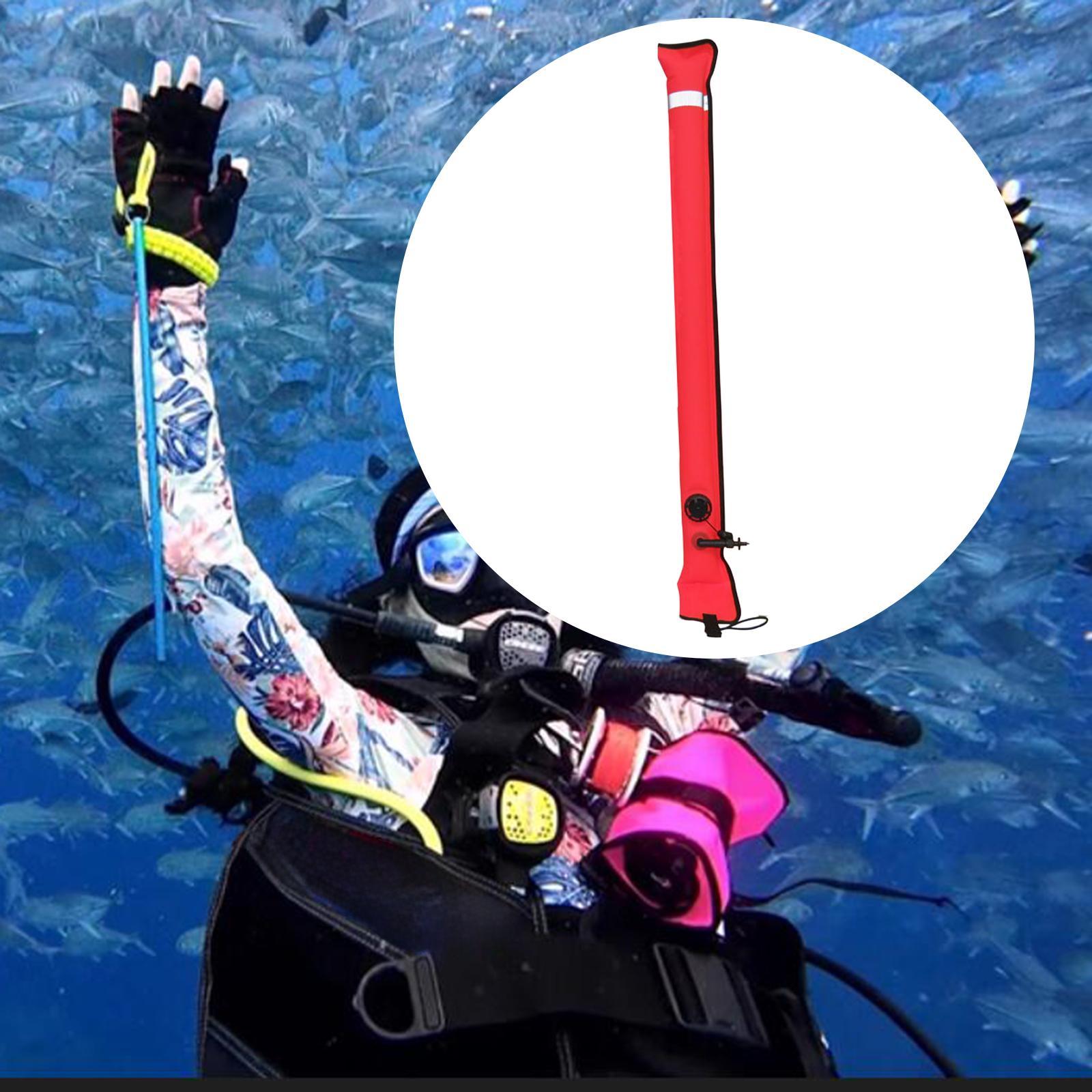 Surface Marker Buoy Gear Inflatable Scuba Signal Tube for Outdoor Sports Men Red and 4.5cm Valve