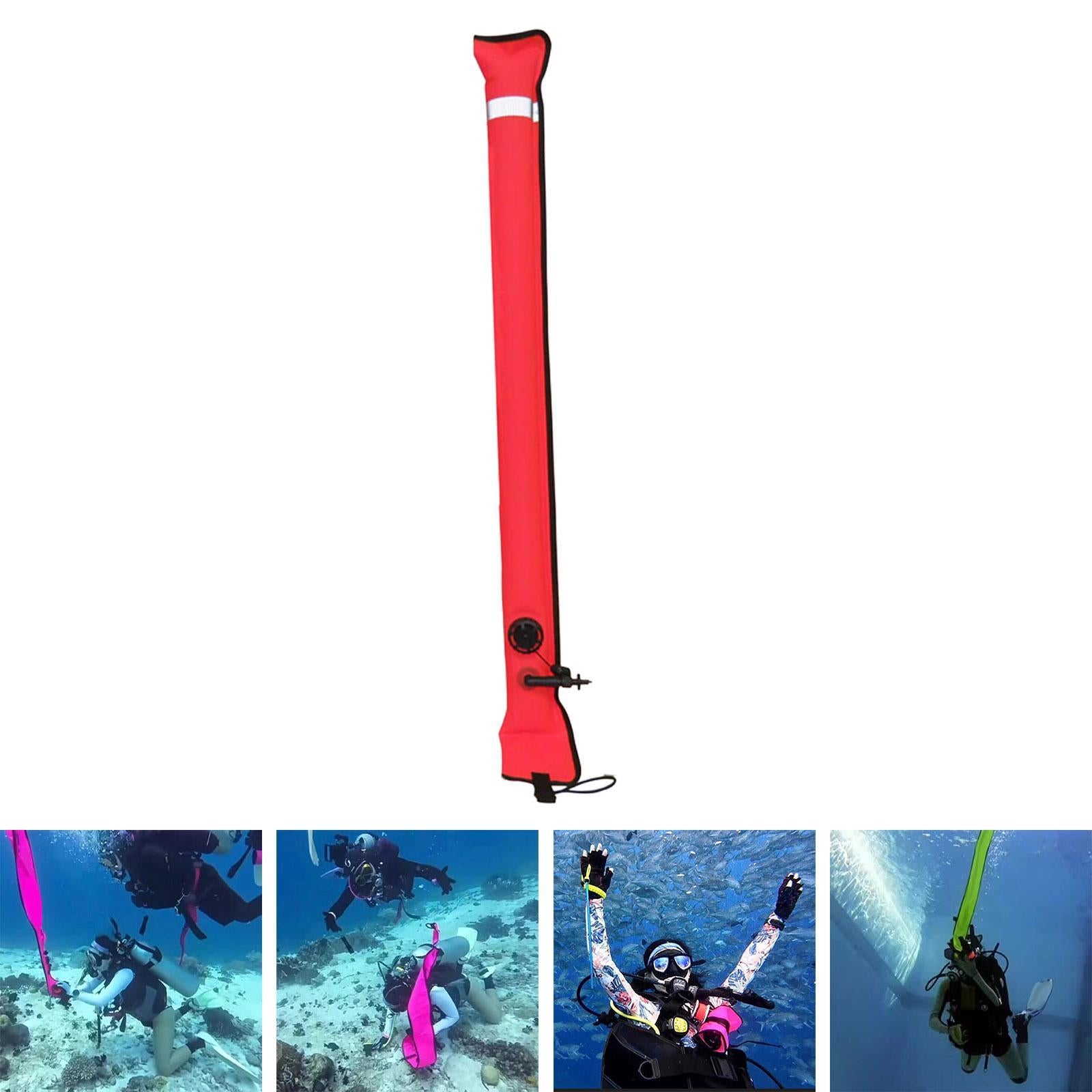 Surface Marker Buoy Gear Inflatable Scuba Signal Tube for Outdoor Sports Men Red and 4.5cm Valve