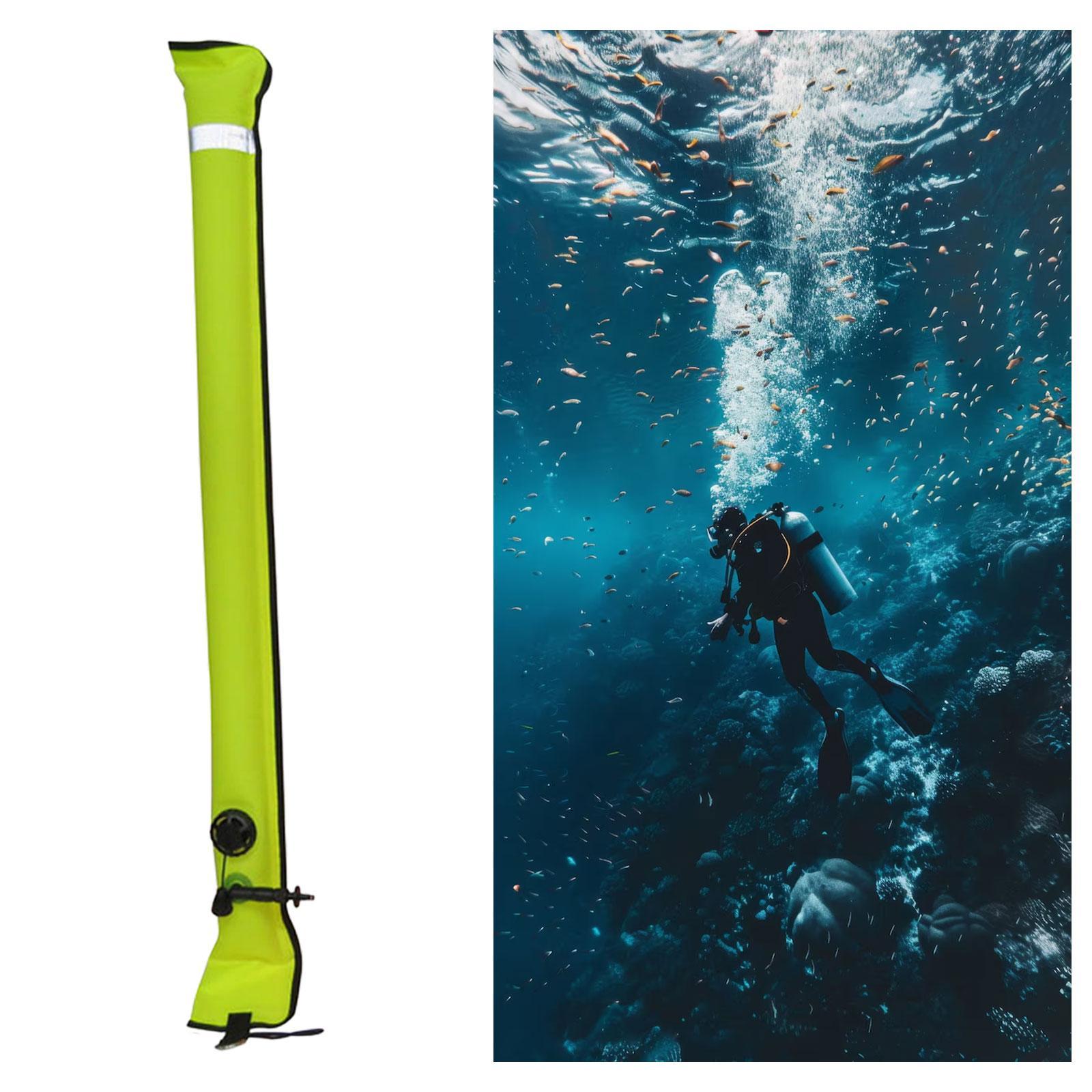Surface Marker Buoy Gear Inflatable Scuba Signal Tube for Outdoor Sports Men Yellow 4.5cm Valve