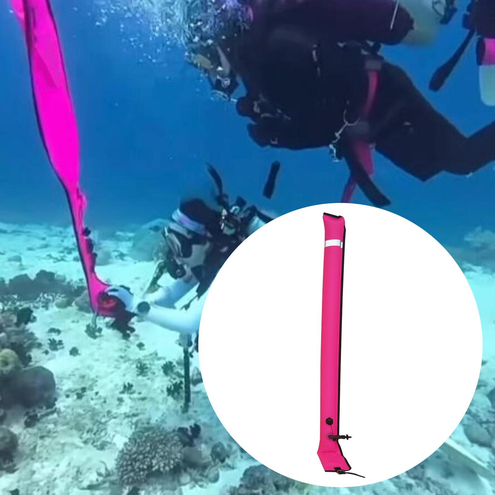 Surface Marker Buoy Gear Inflatable Scuba Signal Tube for Outdoor Sports Men Pink and 2.5cm Valve