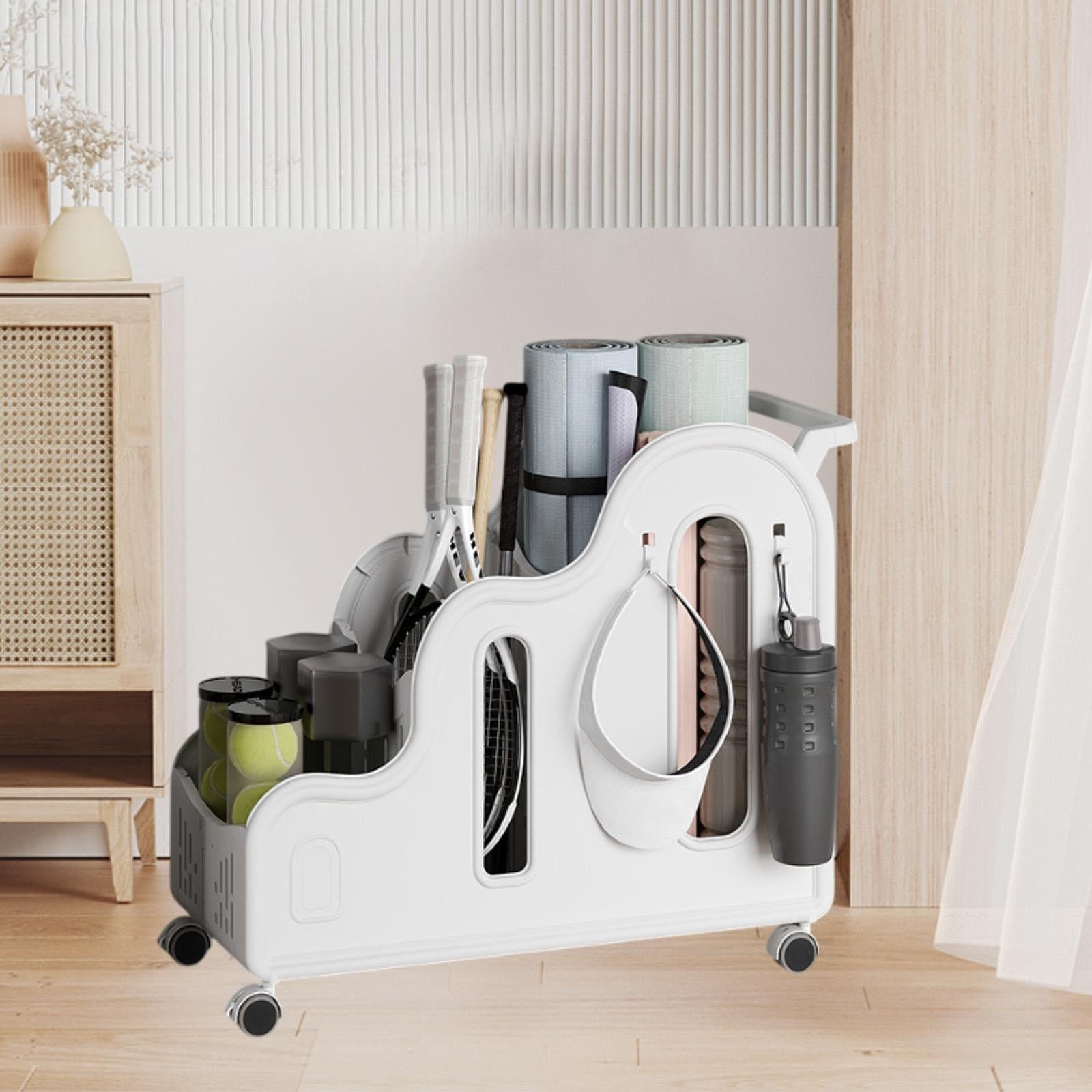 Yoga Mat Storage Rack Dumbbells Multifunction Yoga Block Fitness Weight Rack Handle White