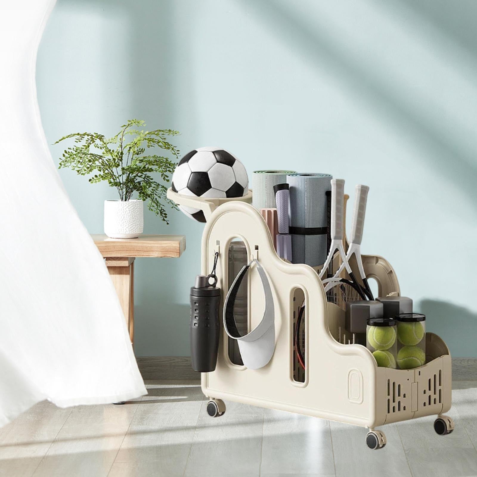 Yoga Mat Storage Rack Dumbbells Multifunction Yoga Block Fitness Weight Rack BallFrame CreamColor