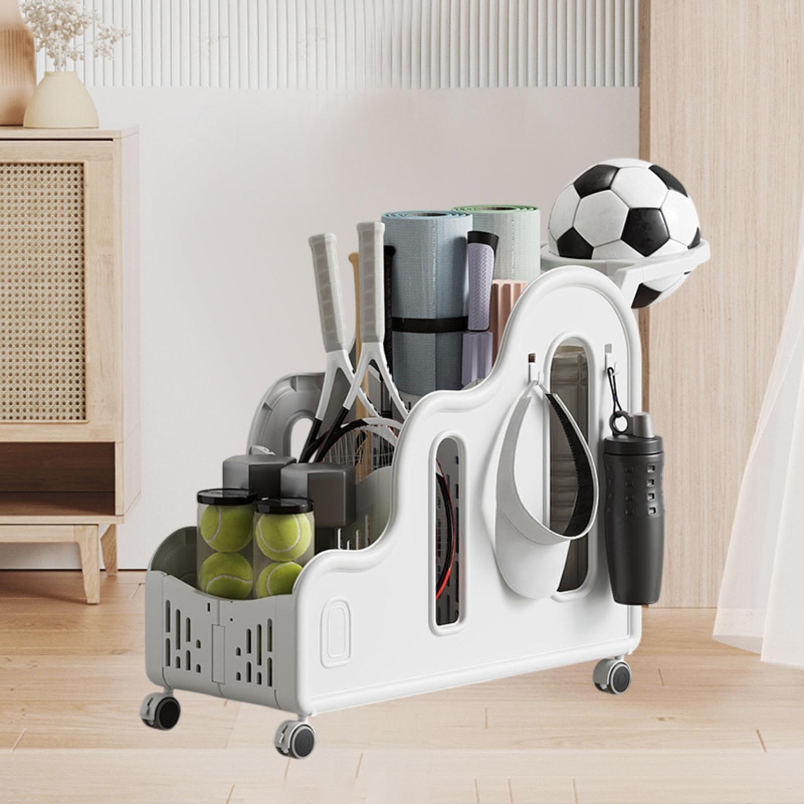 Yoga Mat Storage Rack Dumbbells Multifunction Yoga Block Fitness Weight Rack Ball Frame White