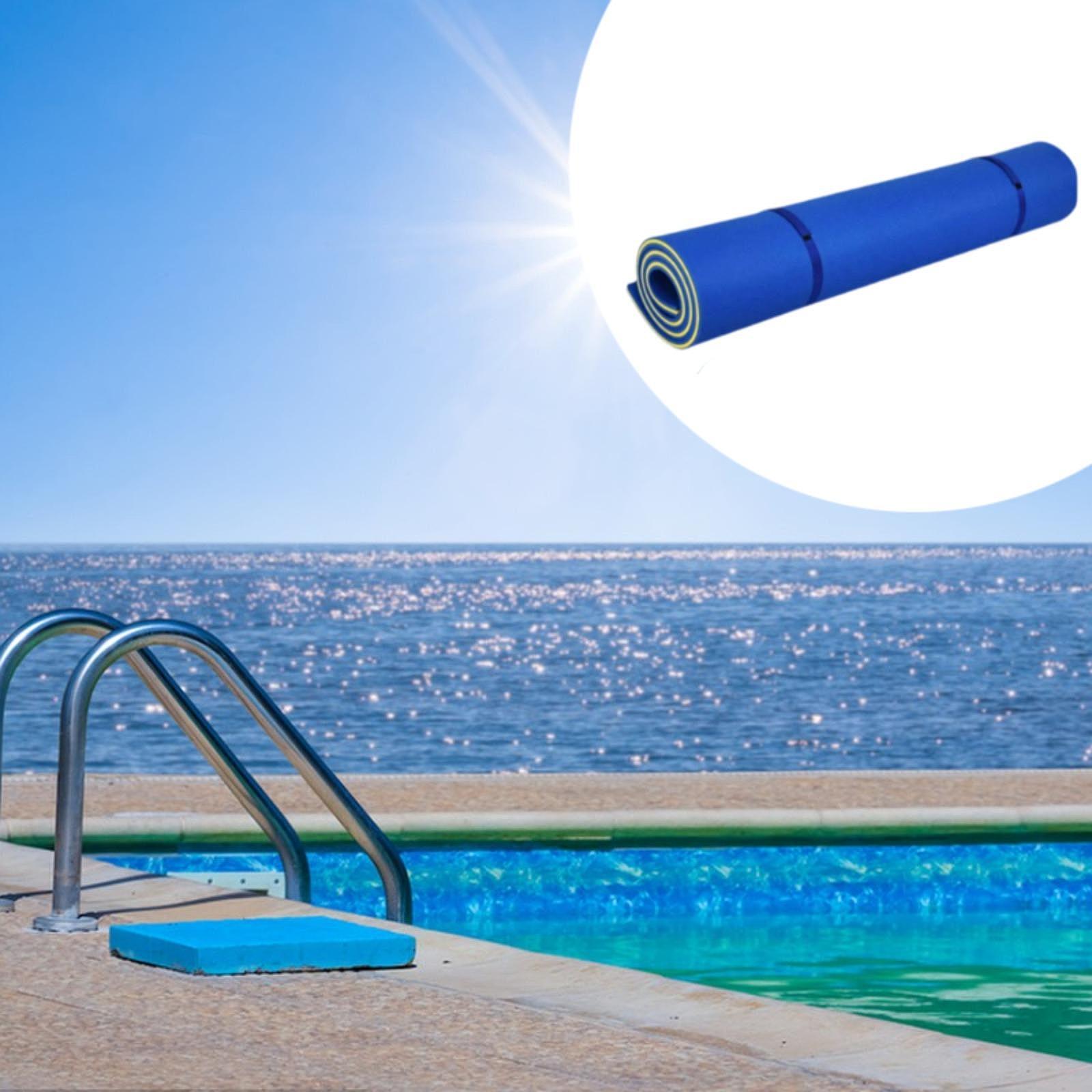 Float Water Mat Pool Hammock Roll up Pool Float Raft for Relaxing Lake Party Blue and Yellow
