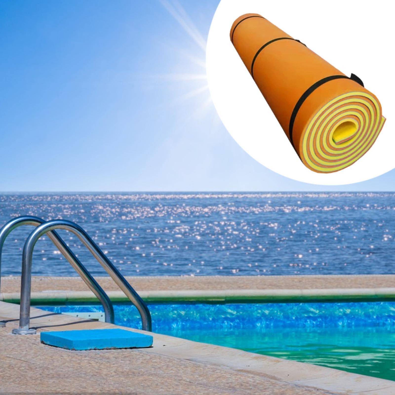 Float Water Mat Pool Hammock Roll up Pool Float Raft for Relaxing Lake Party Orange and Yellow