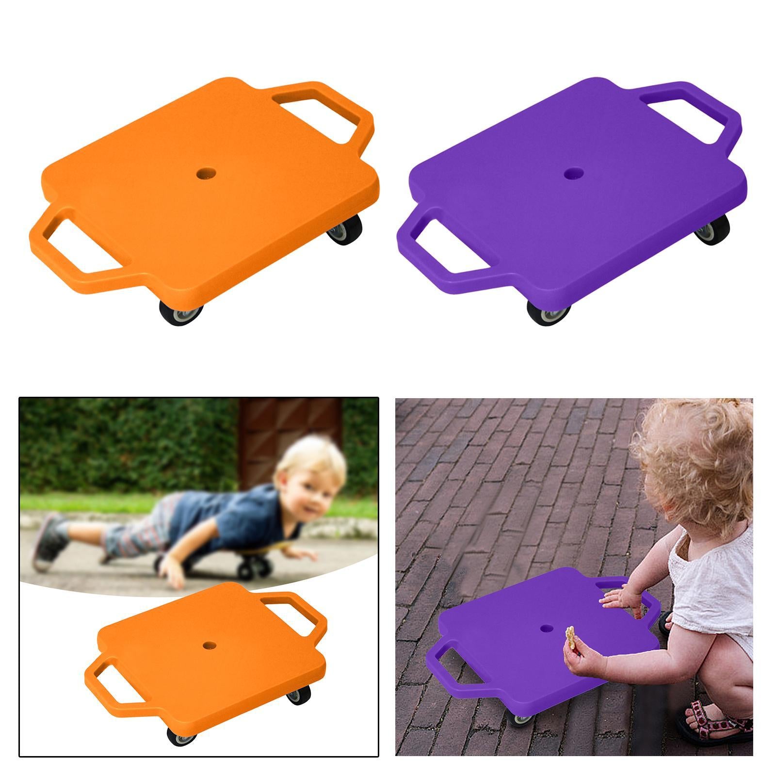 Scooter Board with Handles for Indoor Outdoor Activities Homeschool Backyard Orange